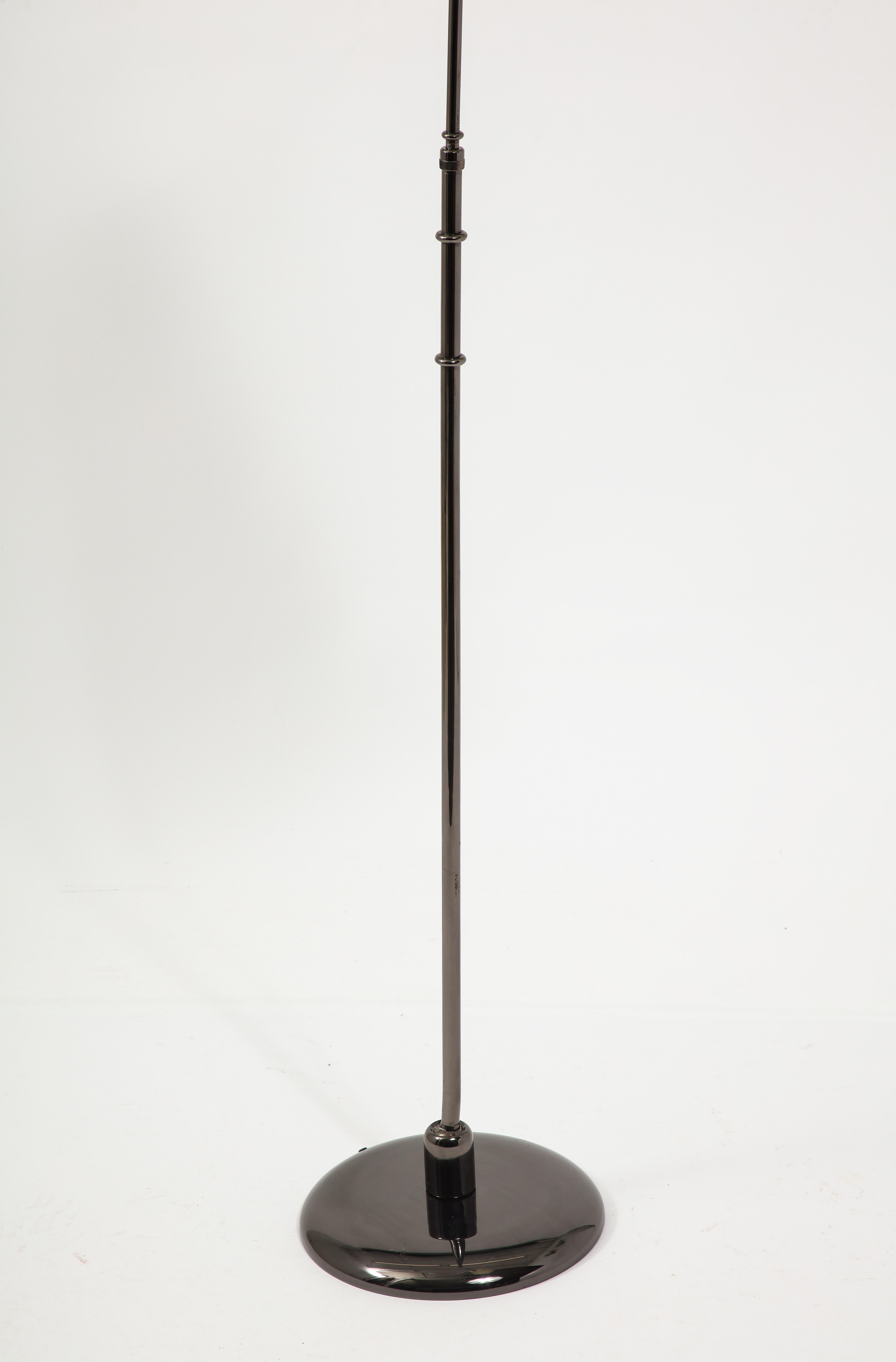 Monix Black Nickel Reading Floor Lamp, France 1950's For Sale 1