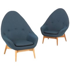“Monk”, a Pair of Easy Chairs with Beech Legs