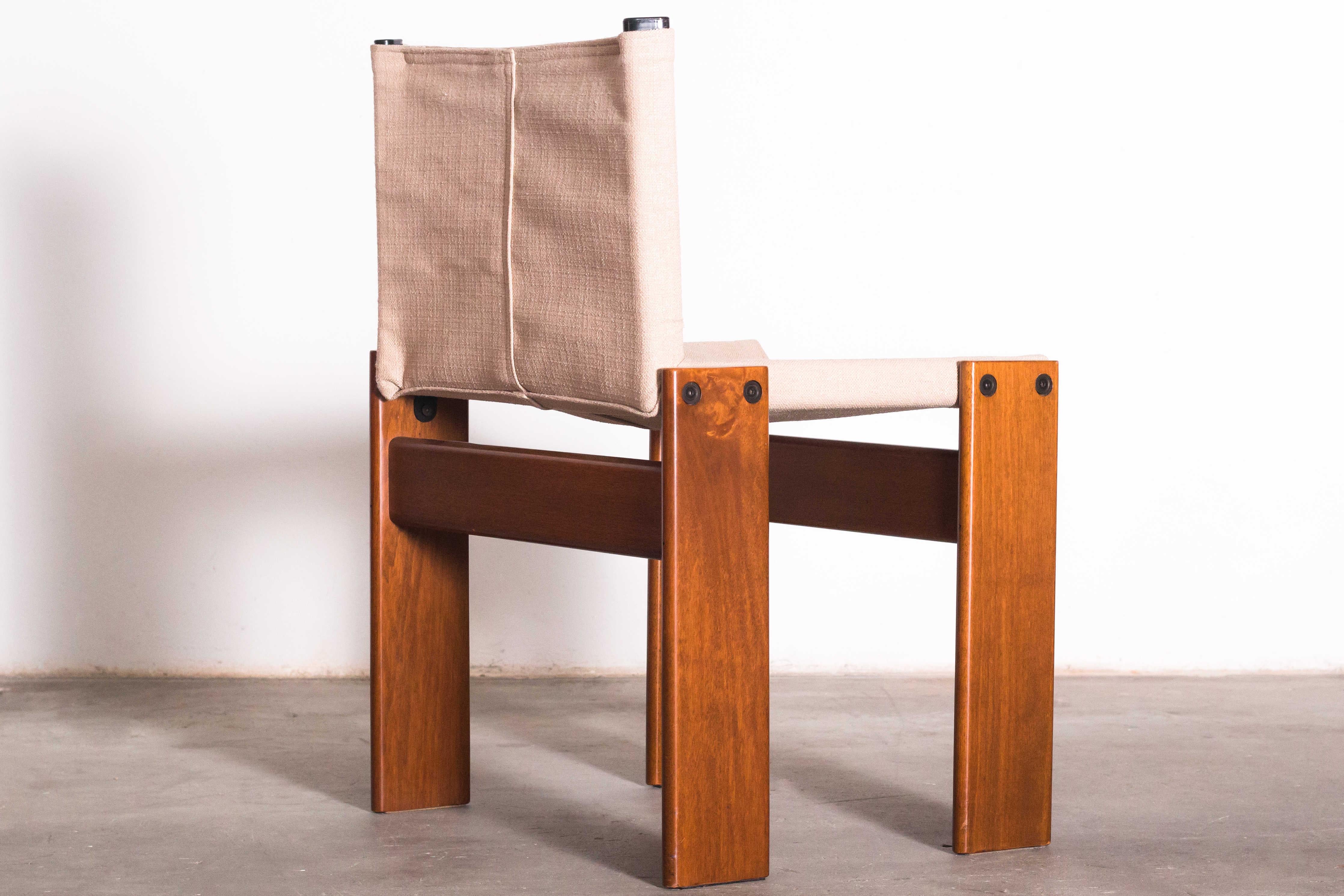 Monk Chairs by Afra & Tobia Scarpa, Raw Cloth In Good Condition In Melbourne, VIC