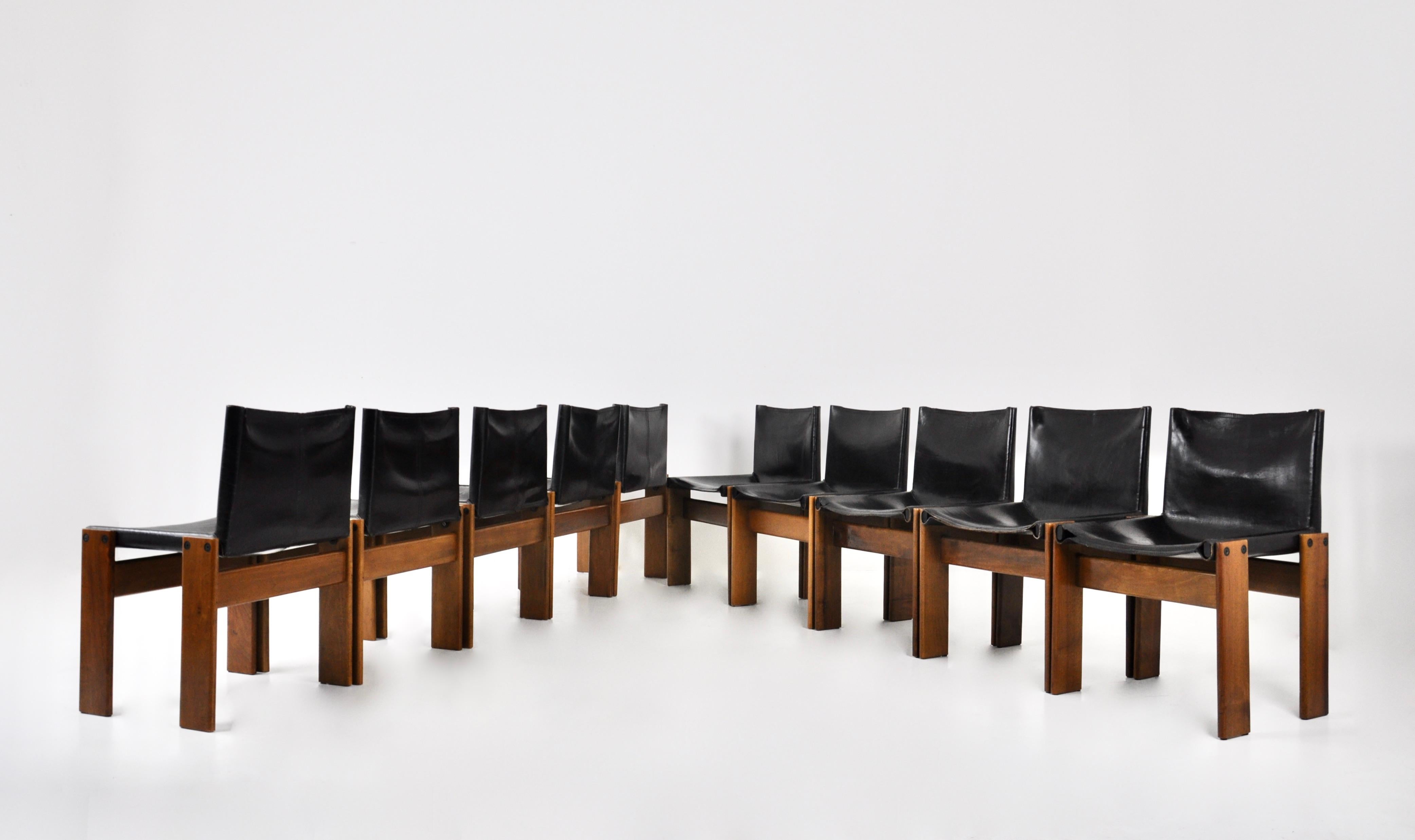 Mid-Century Modern Monk Dining Chairs by Afra & Tobia Scarpa for Molteni, 1970s Set of 10