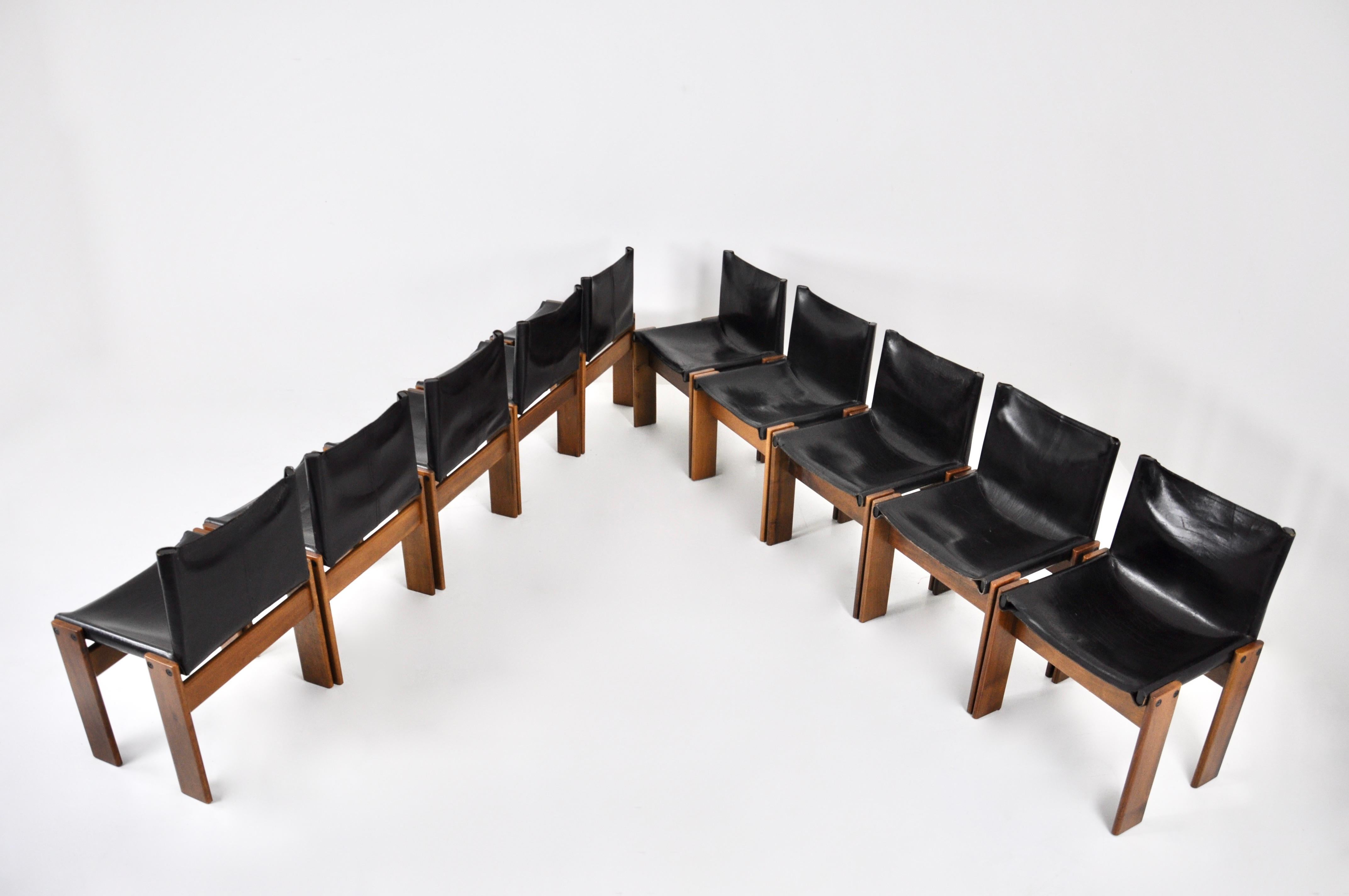 Italian Monk Dining Chairs by Afra & Tobia Scarpa for Molteni, 1970s Set of 10