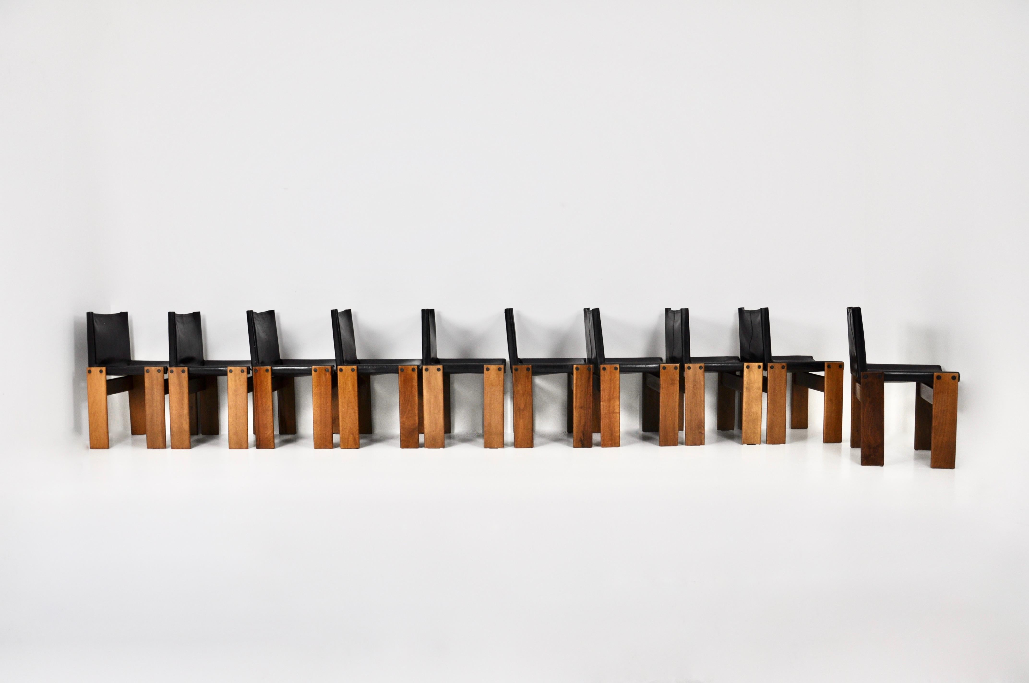 Late 20th Century Monk Dining Chairs by Afra & Tobia Scarpa for Molteni, 1970s Set of 10