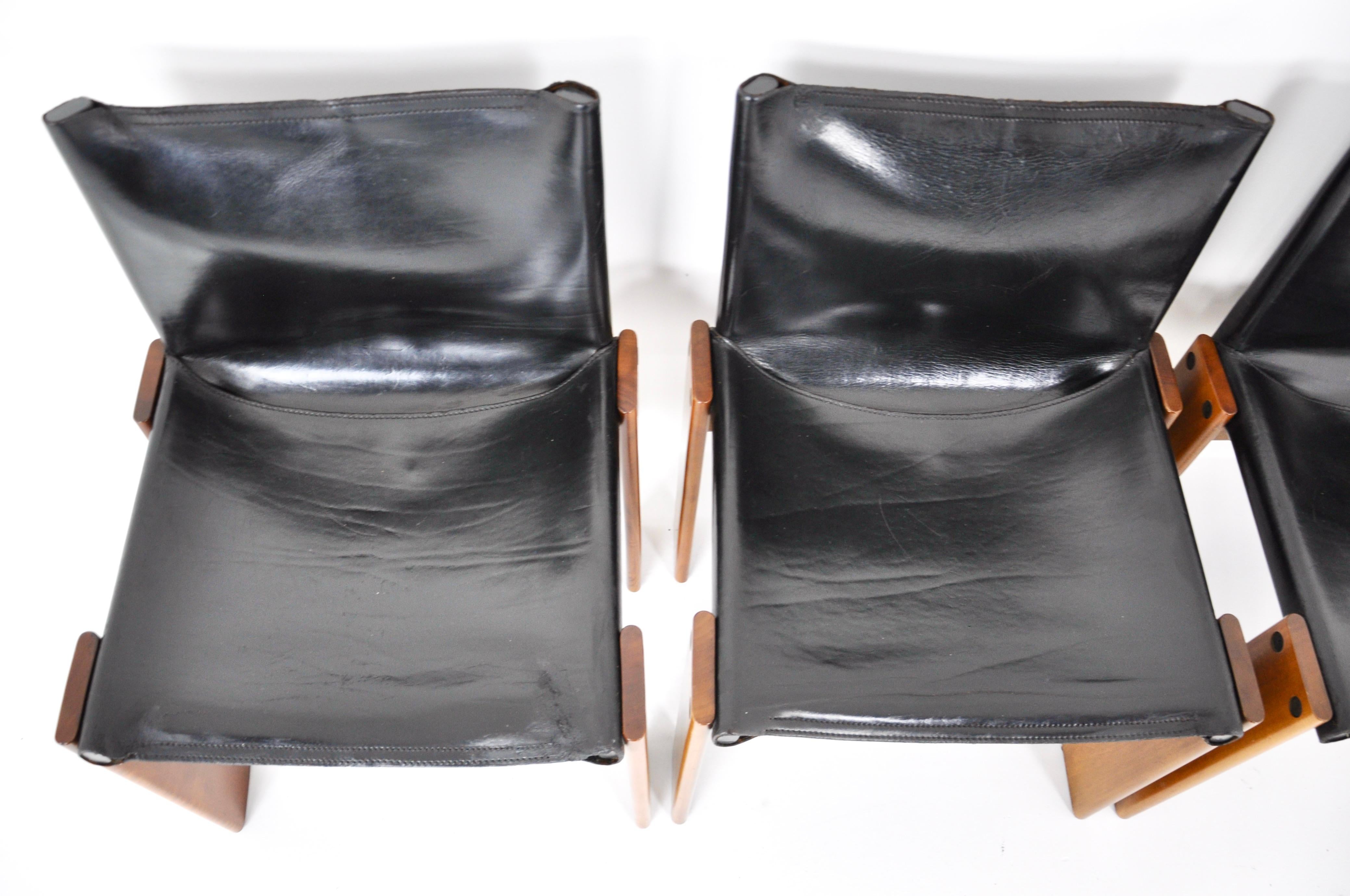 Monk Dining Chairs by Afra & Tobia Scarpa for Molteni, 1970s, Set of 4 For Sale 3