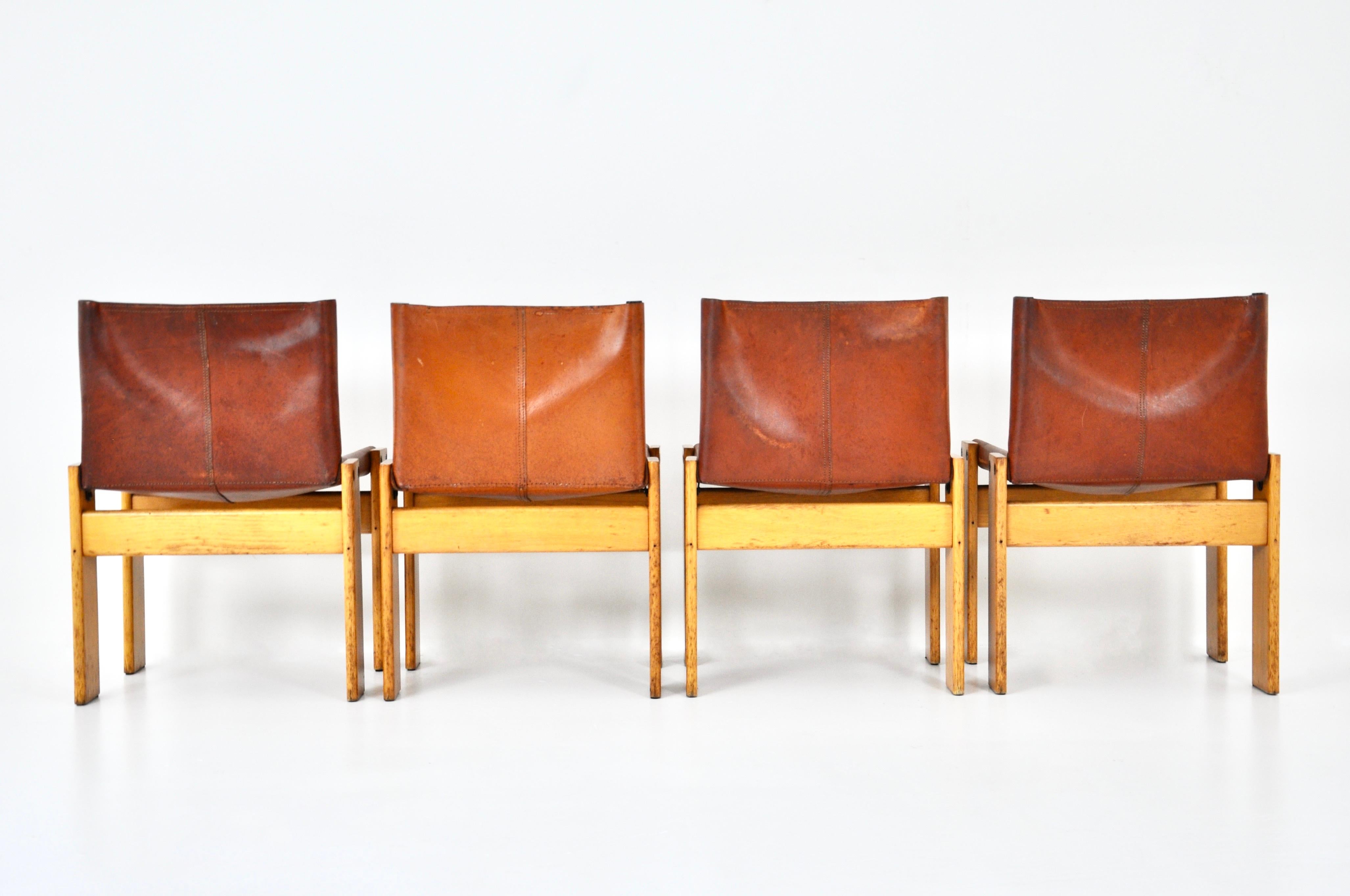 Italian Monk Dining Chairs by Afra & Tobia Scarpa for Molteni, 1970s, Set of 4