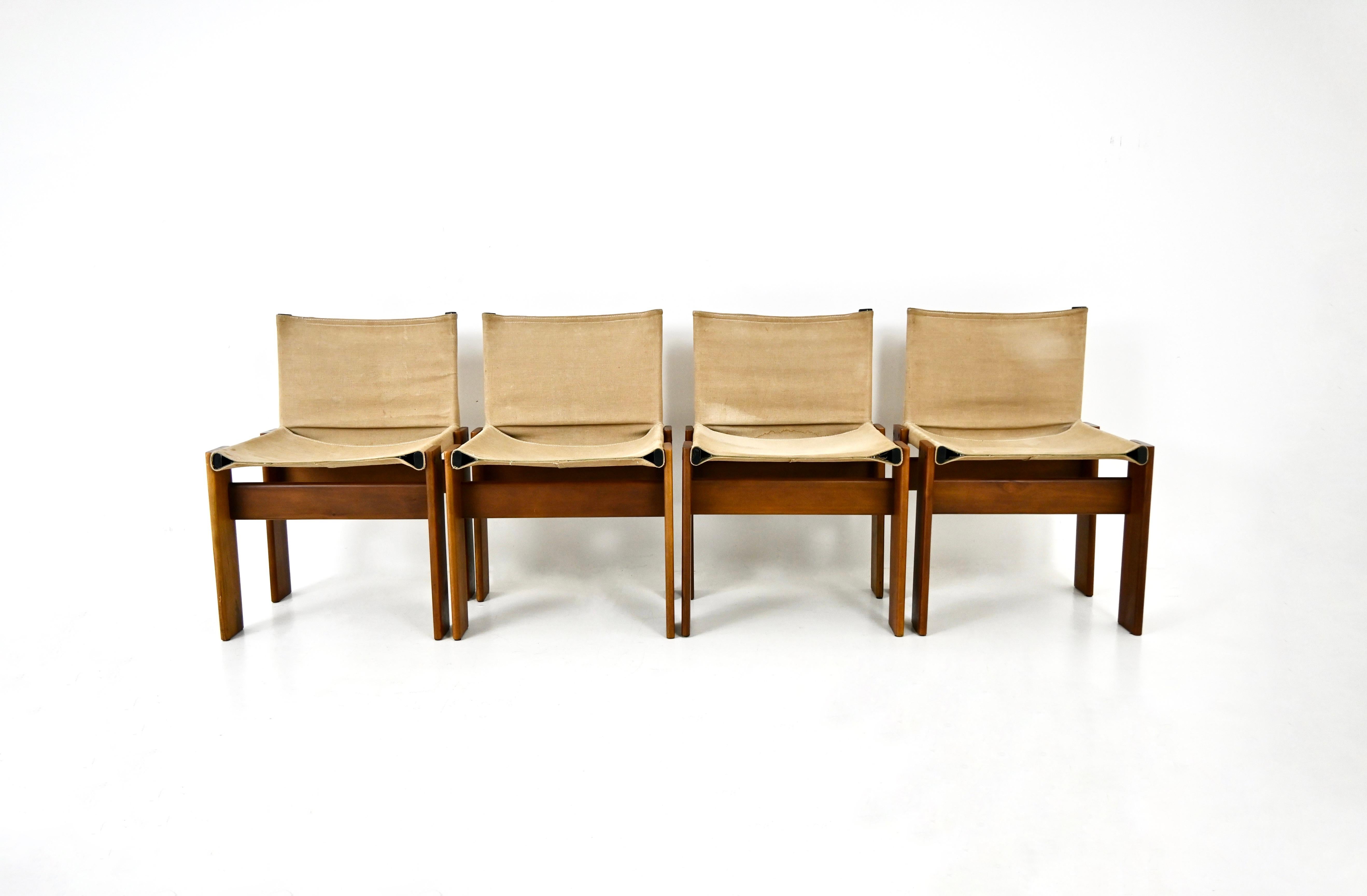 Italian Monk Dining Chairs by Afra & Tobia Scarpa for Molteni, 1970s, set of 4