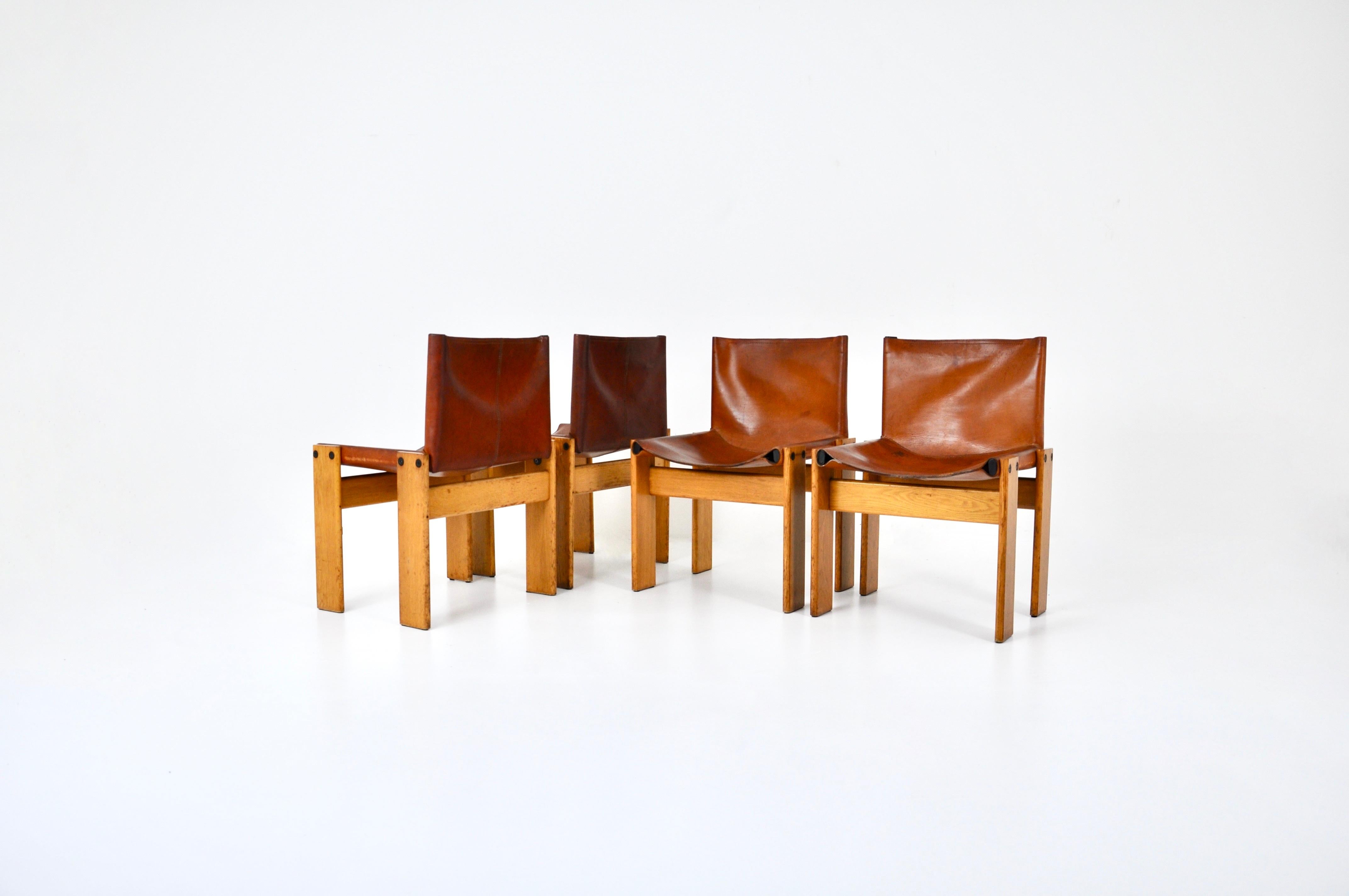 Late 20th Century Monk Dining Chairs by Afra & Tobia Scarpa for Molteni, 1970s, Set of 4
