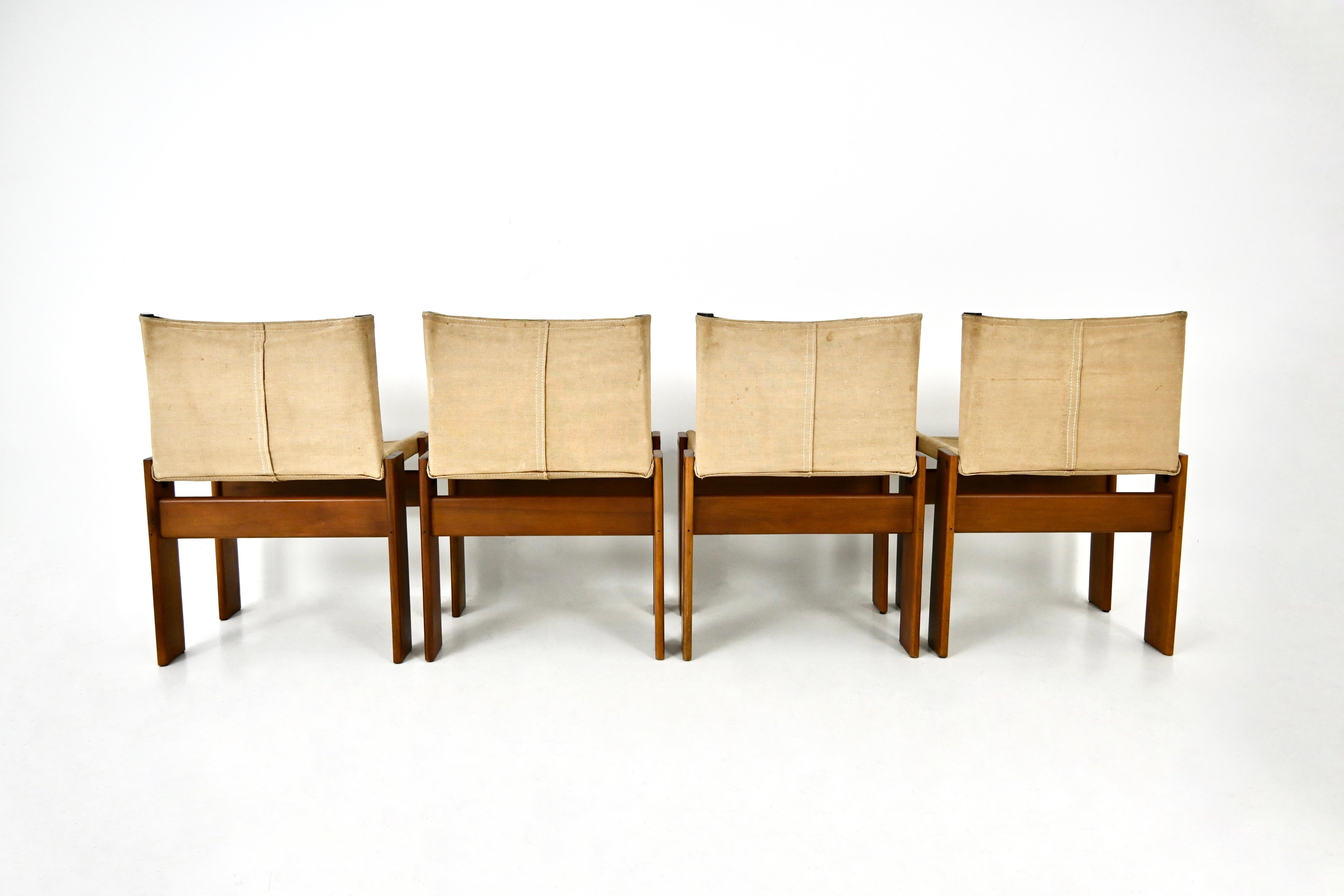 Late 20th Century Monk Dining Chairs by Afra & Tobia Scarpa for Molteni, 1970s, set of 4