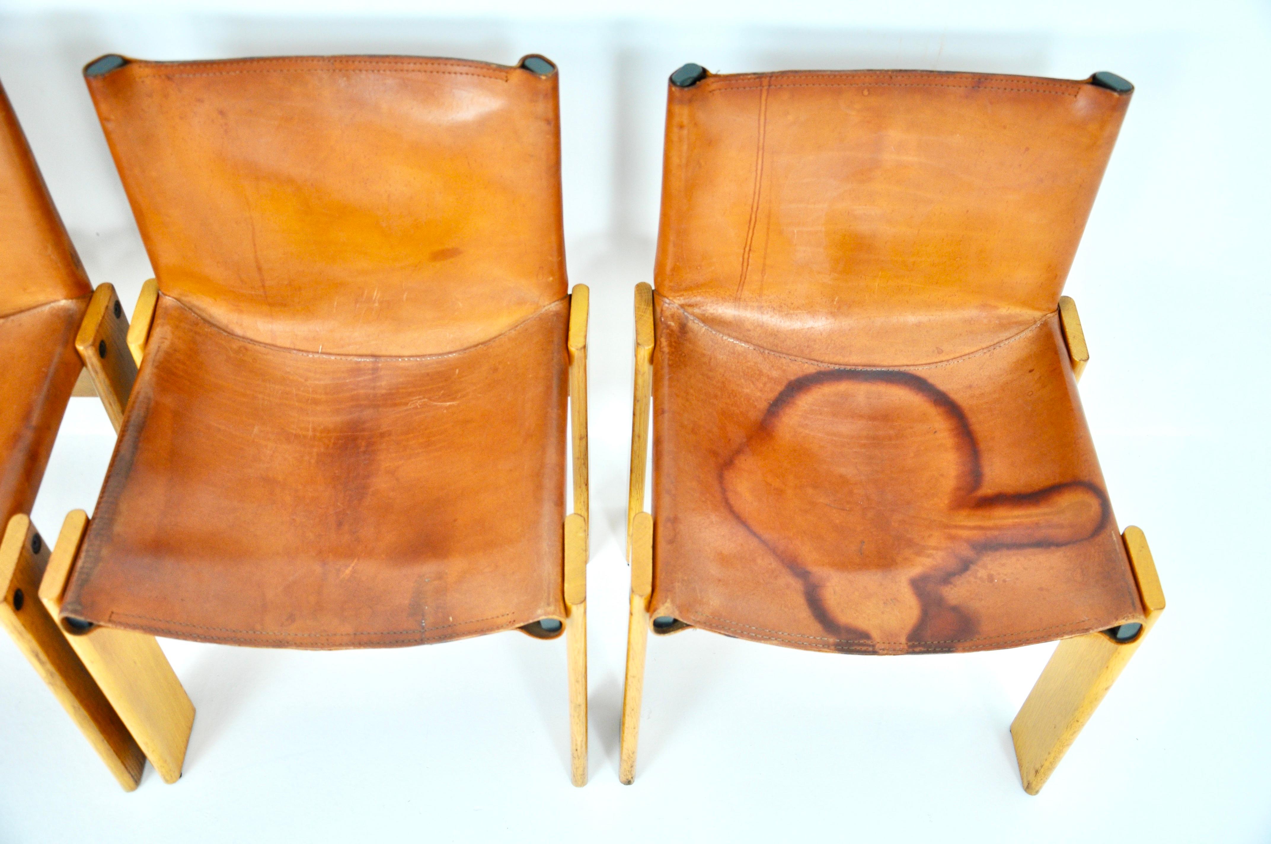 Monk Dining Chairs by Afra & Tobia Scarpa for Molteni, 1970s, Set of 4 1