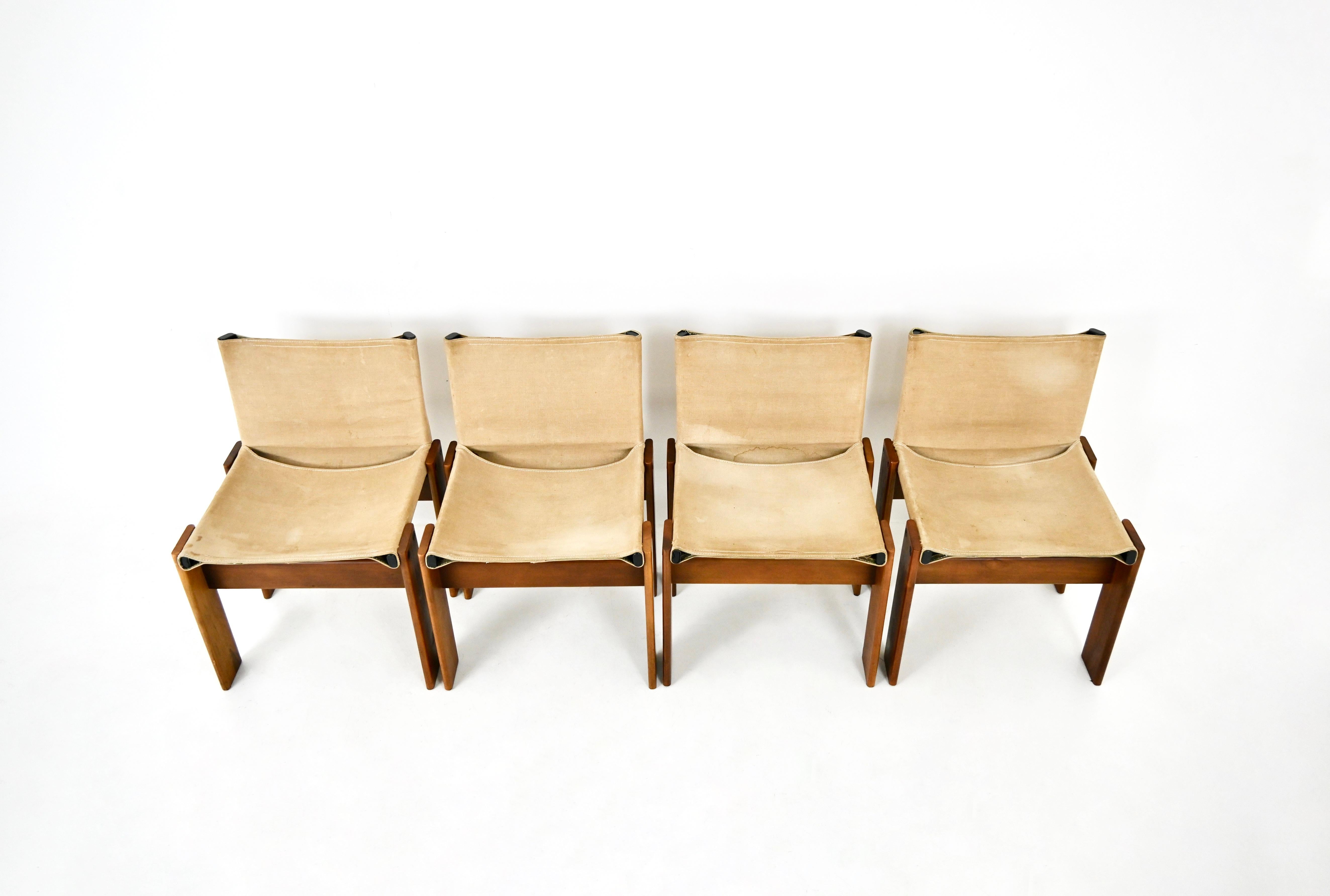 Monk Dining Chairs by Afra & Tobia Scarpa for Molteni, 1970s, set of 4 1