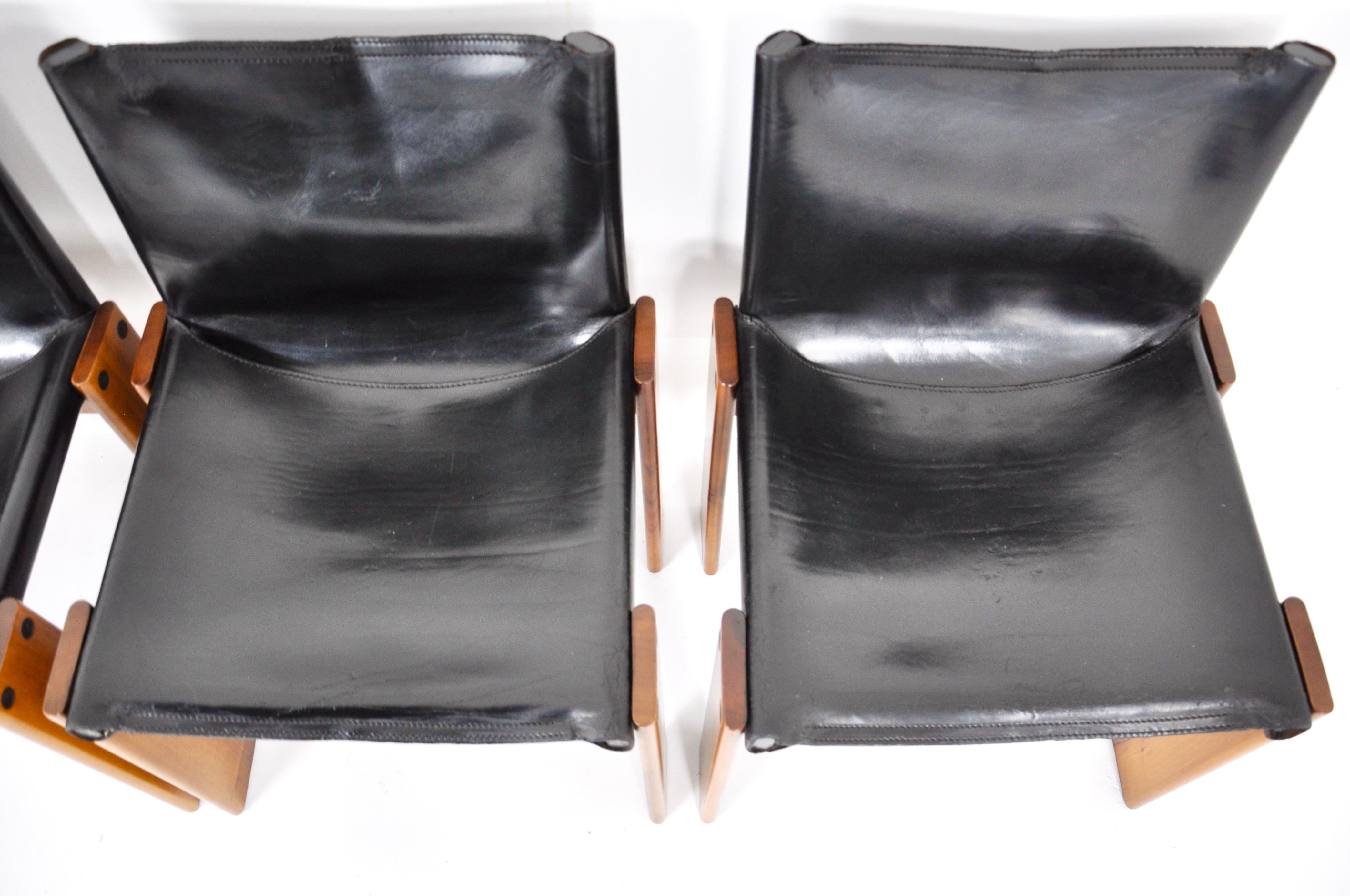 Monk Dining Chairs by Afra & Tobia Scarpa for Molteni, 1970s, Set of 4 For Sale 2
