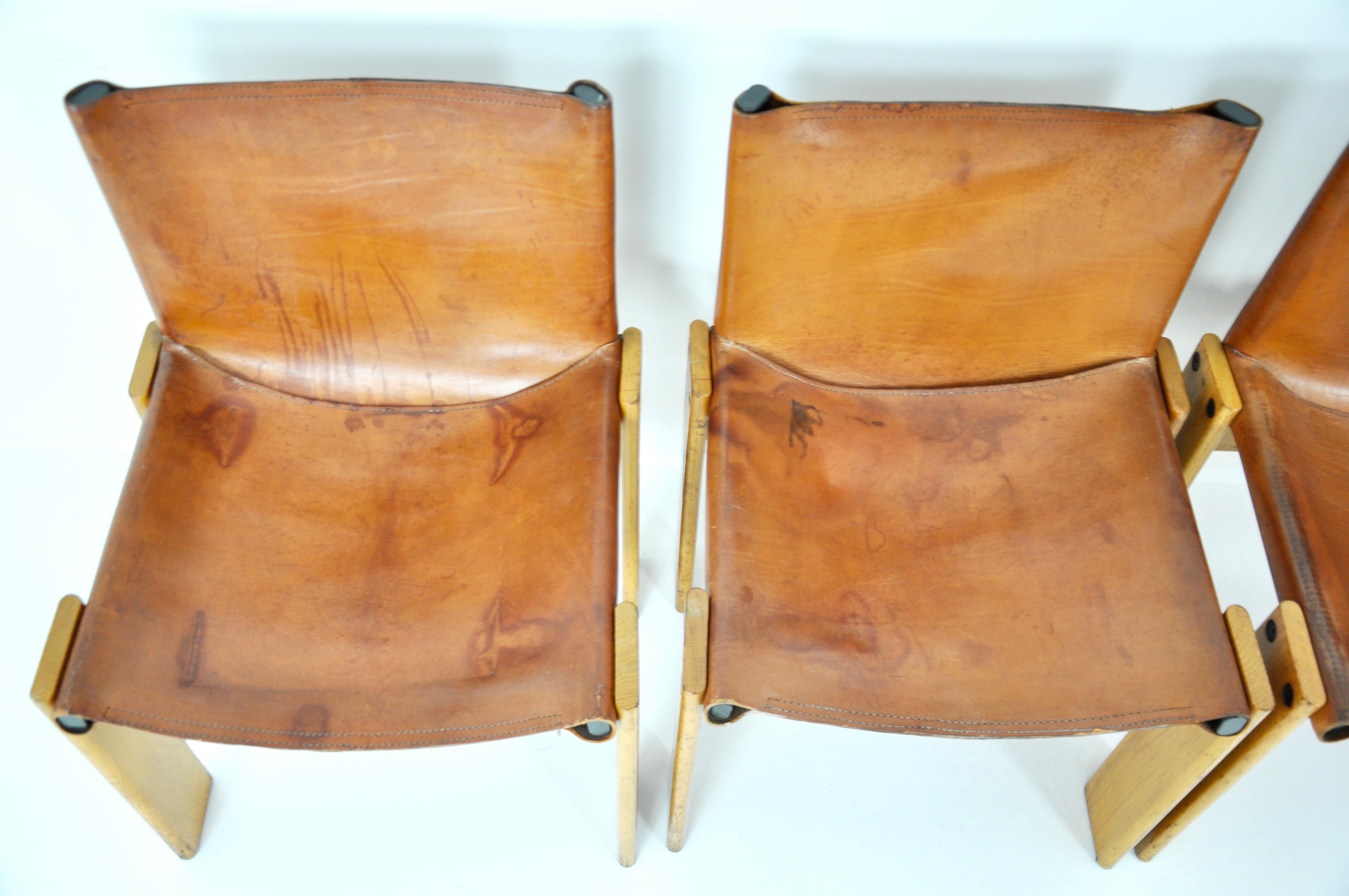 Monk Dining Chairs by Afra & Tobia Scarpa for Molteni, 1970s, Set of 4 2