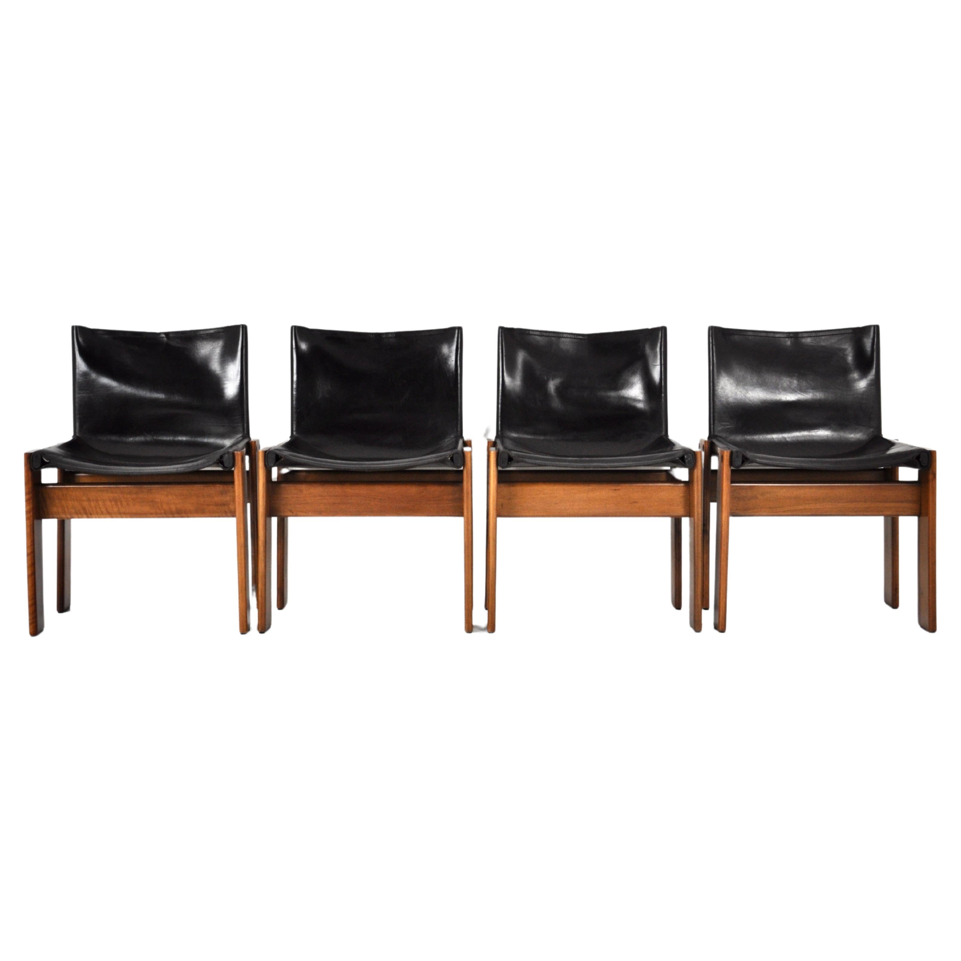 Monk Dining Chairs by Afra & Tobia Scarpa for Molteni, 1970s, Set of 4 For Sale