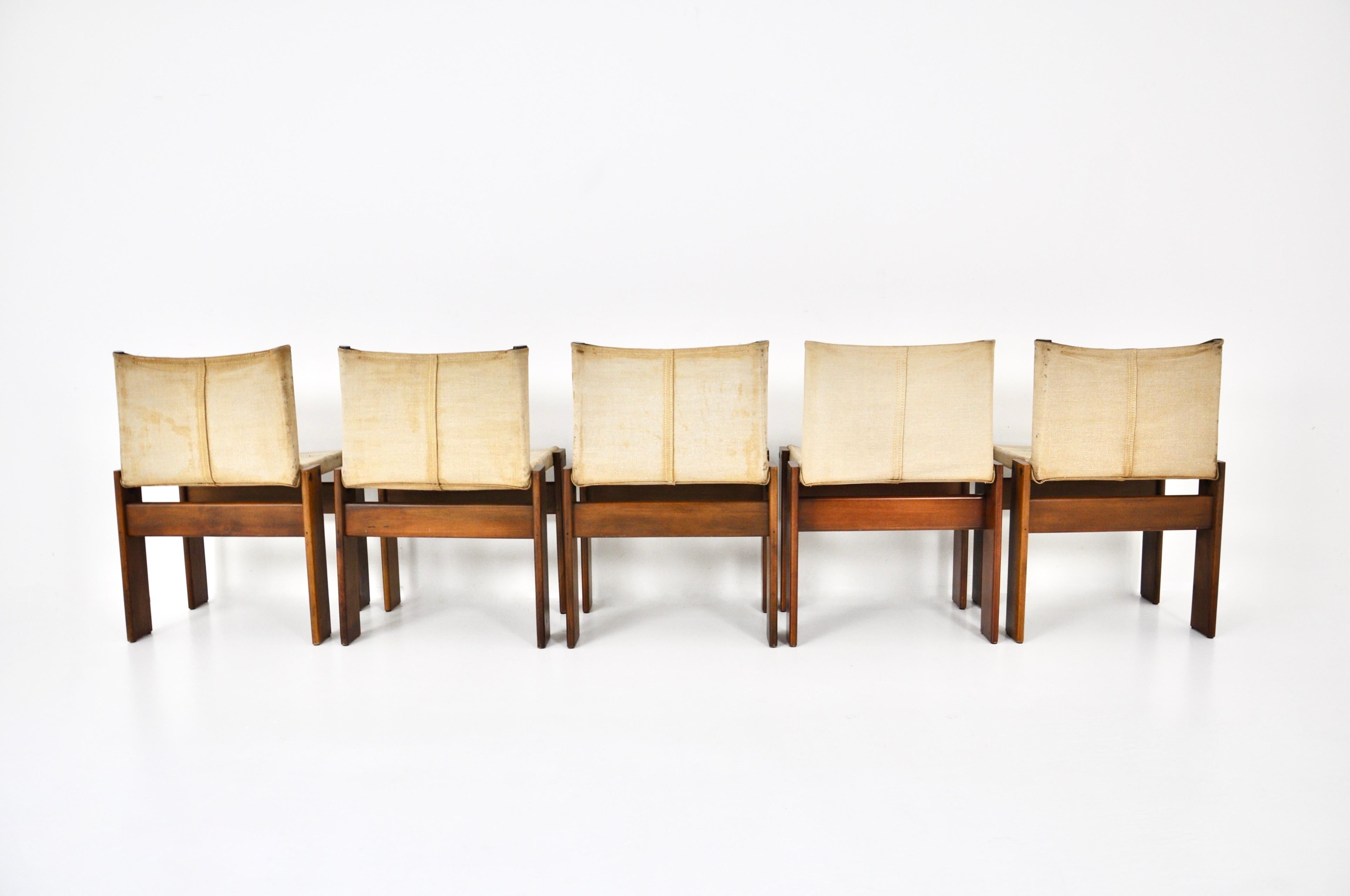 Italian Monk Dining Chairs by Afra & Tobia Scarpa for Molteni, 1970s, set of 5 For Sale