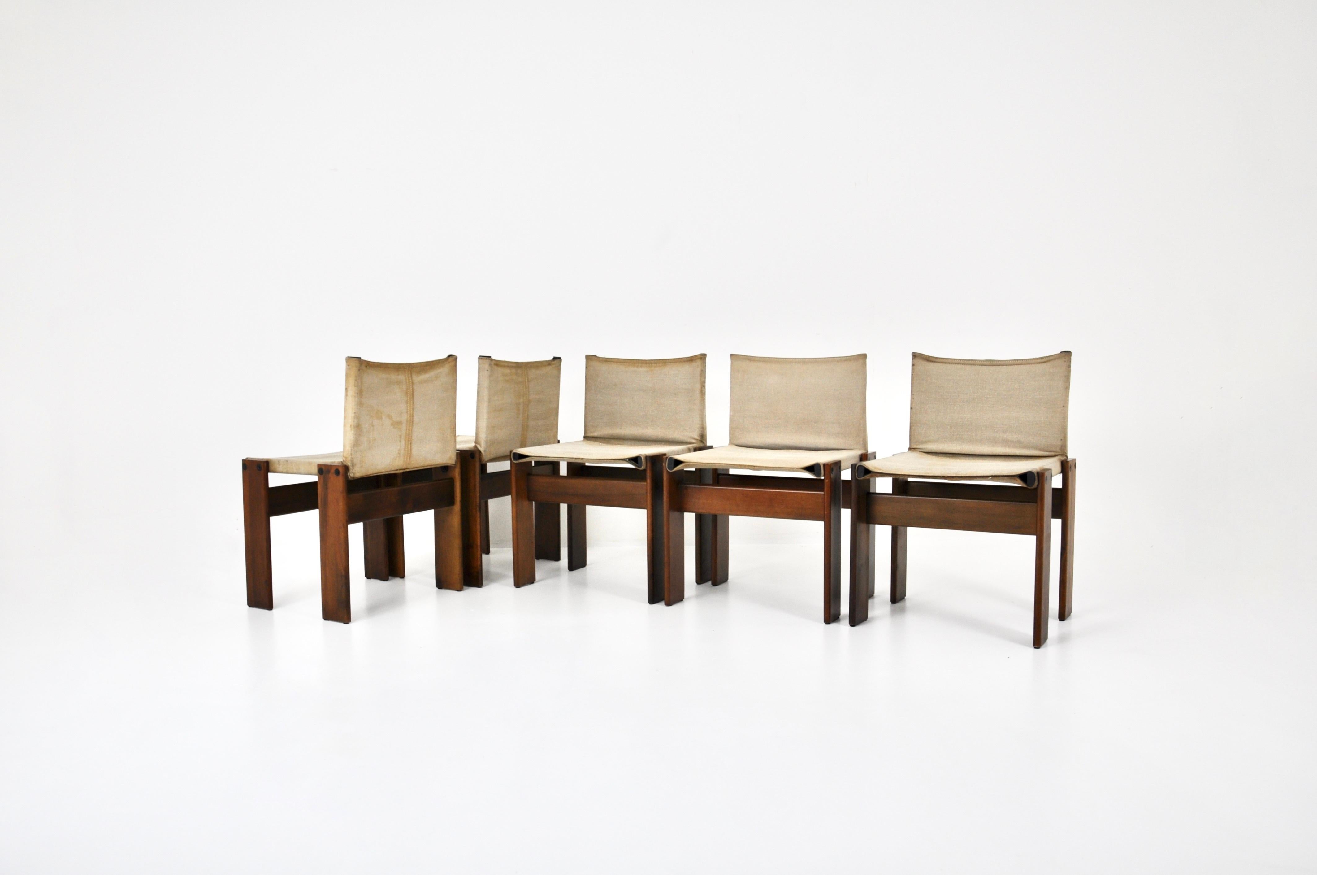Late 20th Century Monk Dining Chairs by Afra & Tobia Scarpa for Molteni, 1970s, set of 5 For Sale