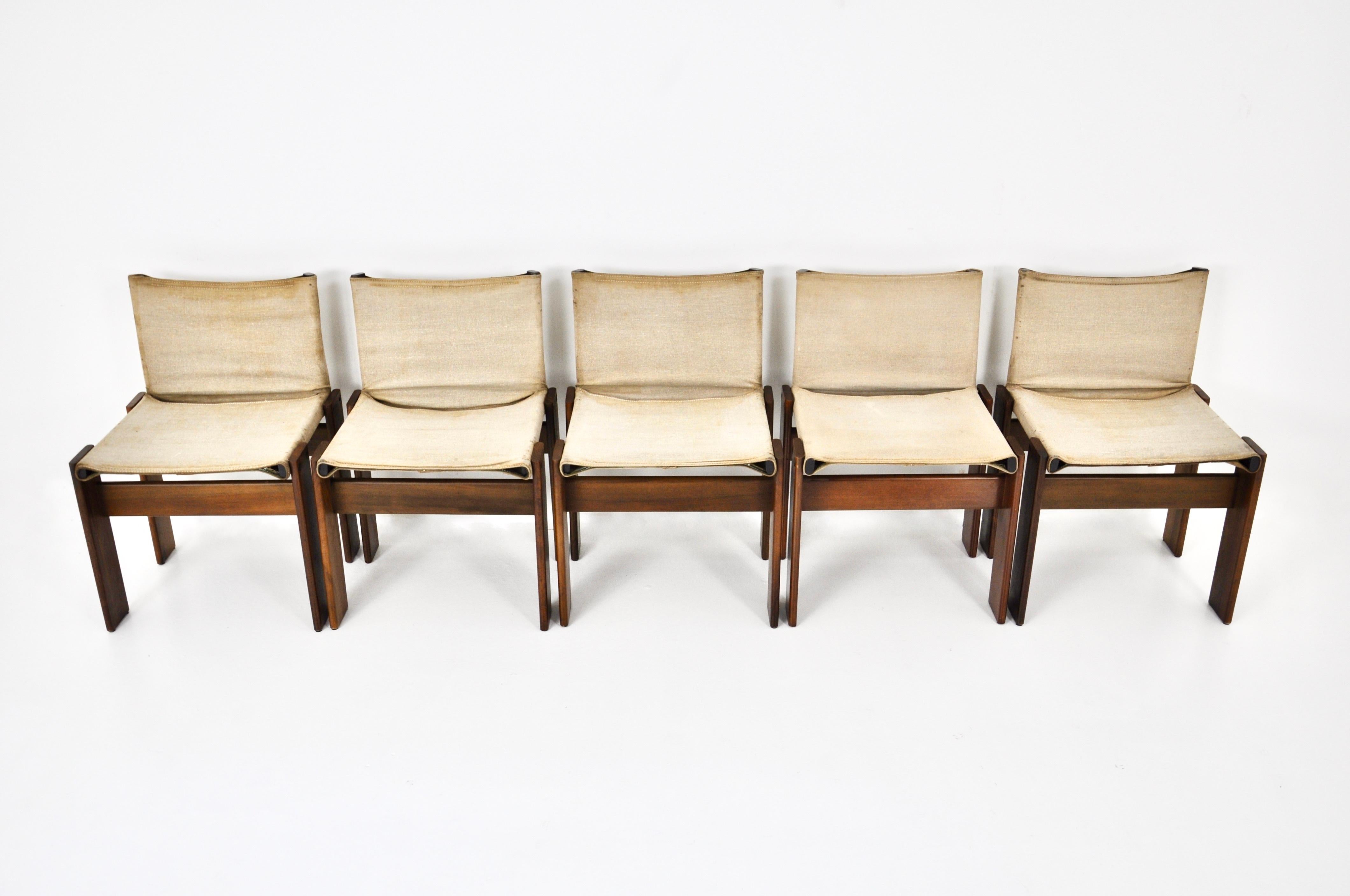 Monk Dining Chairs by Afra & Tobia Scarpa for Molteni, 1970s, set of 5 1