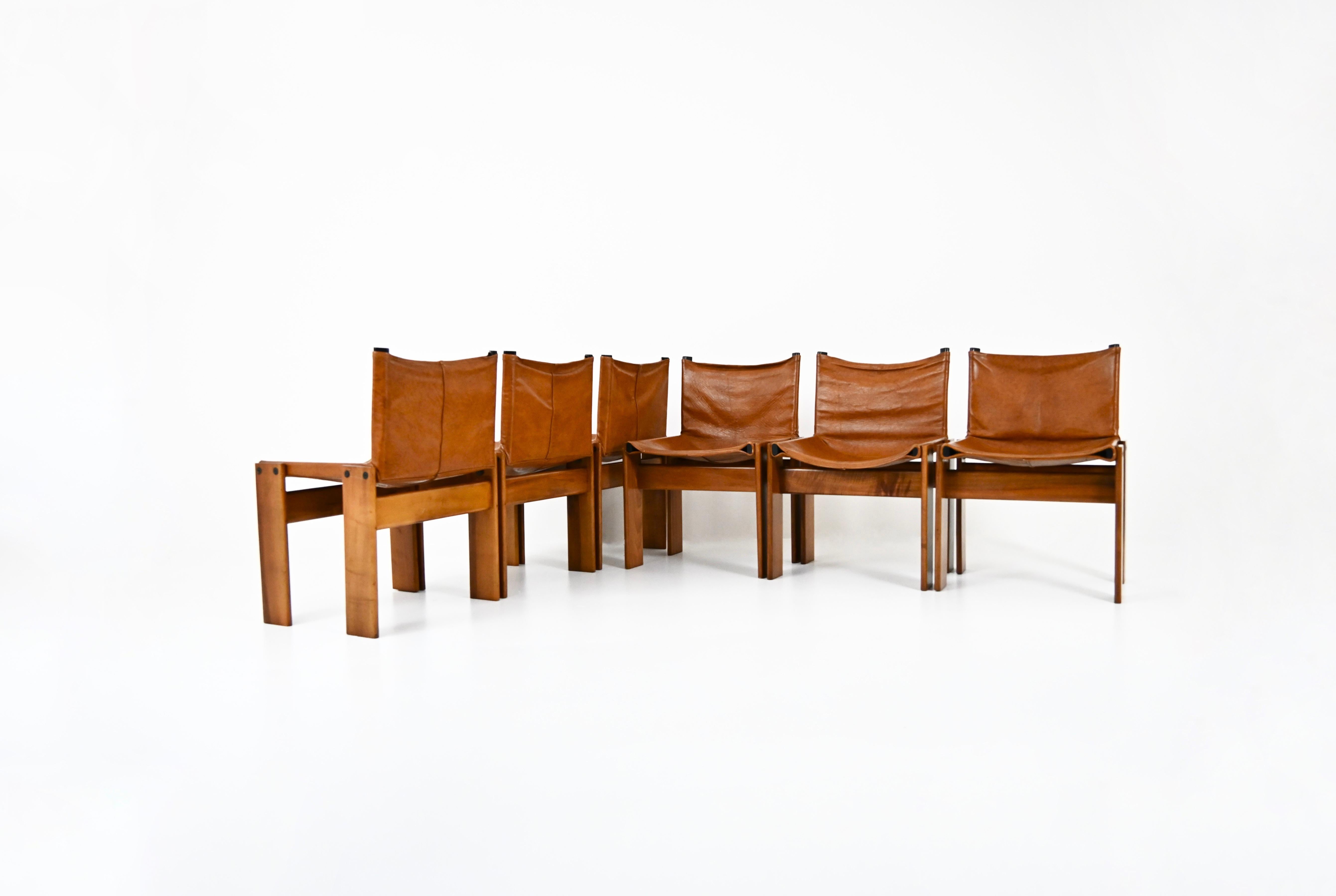 Mid-Century Modern Monk Dining Chairs by Afra & Tobia Scarpa for Molteni, 1970s, Set of 6