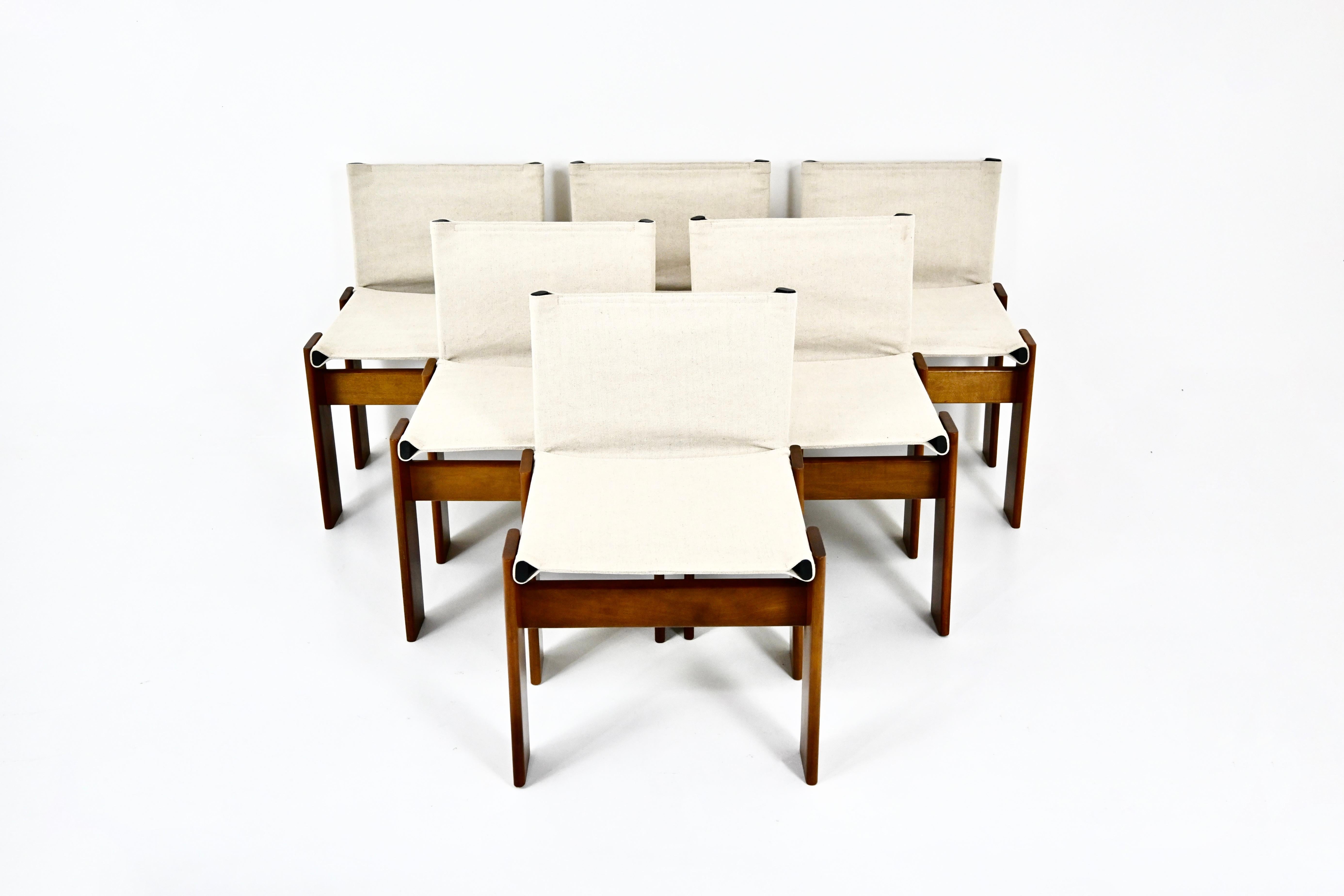 Sillas de comedor Monk de Afra & Tobia Scarpa para Molteni, años 70, juego de 6 Moderno de mediados de siglo en venta