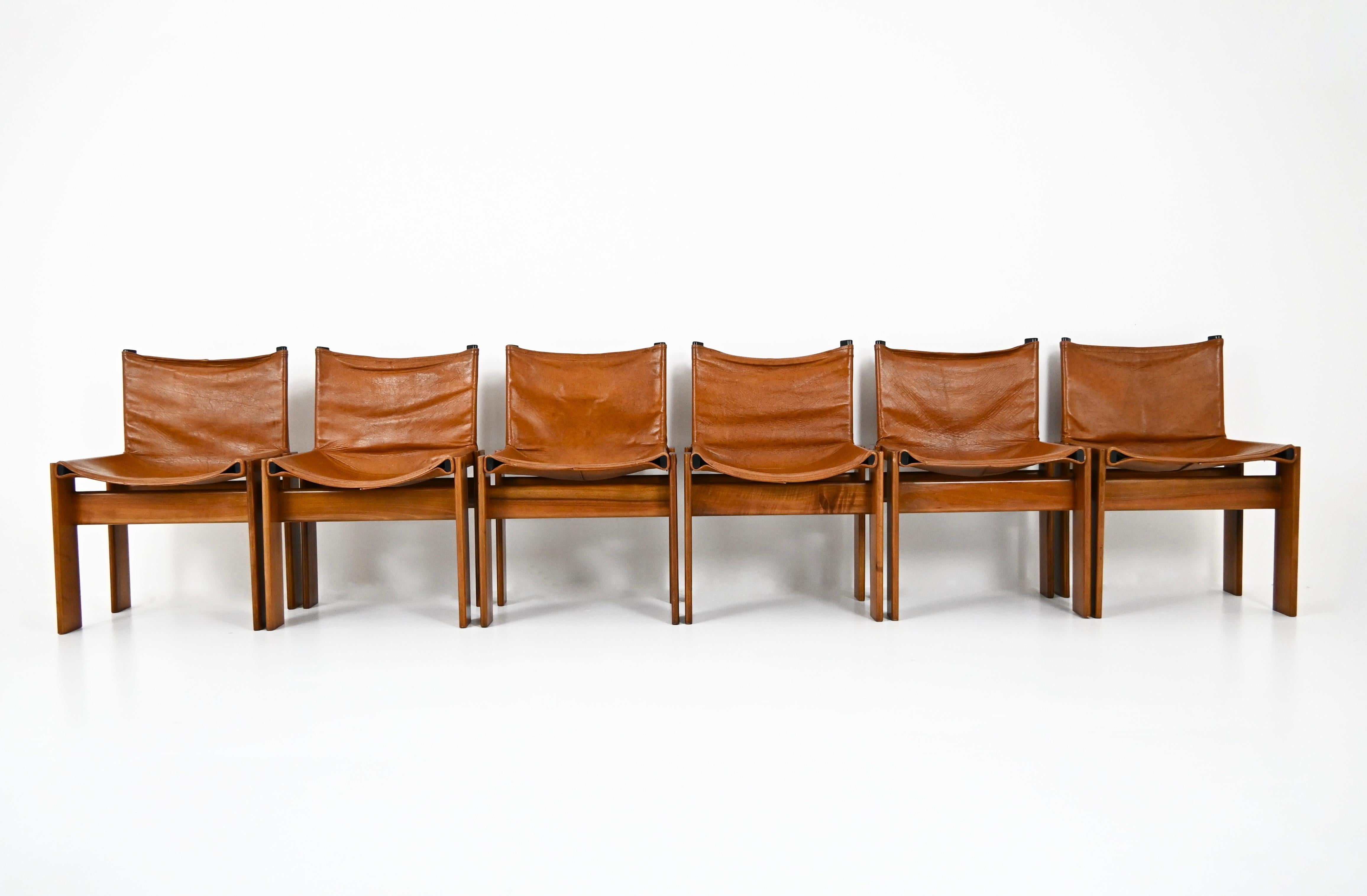 Italian Monk Dining Chairs by Afra & Tobia Scarpa for Molteni, 1970s, Set of 6
