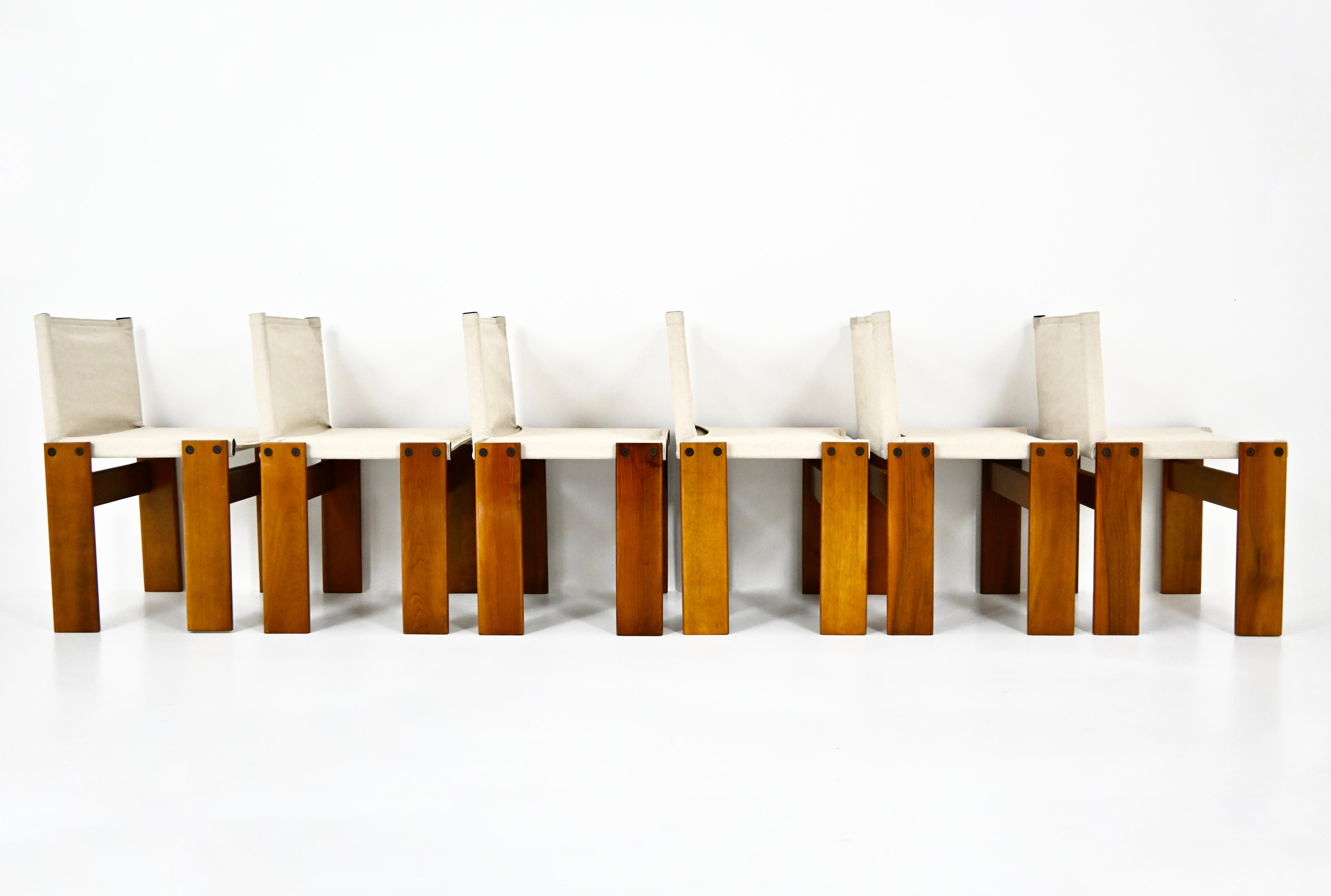 Sillas de comedor Monk de Afra & Tobia Scarpa para Molteni, años 70, juego de 6 en Bueno estado para la venta en bruxelles, BE