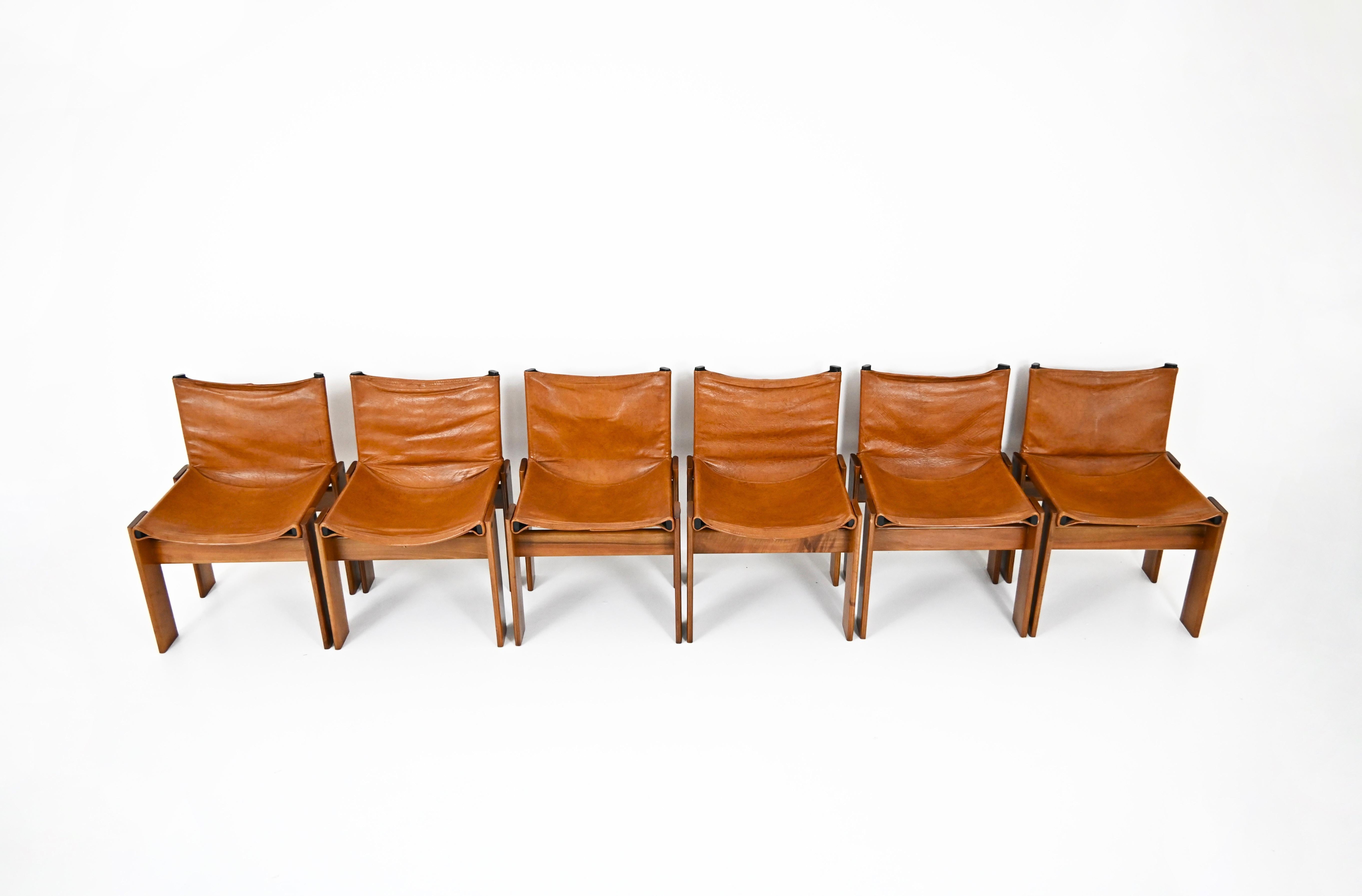 Monk Dining Chairs by Afra & Tobia Scarpa for Molteni, 1970s, Set of 6 1