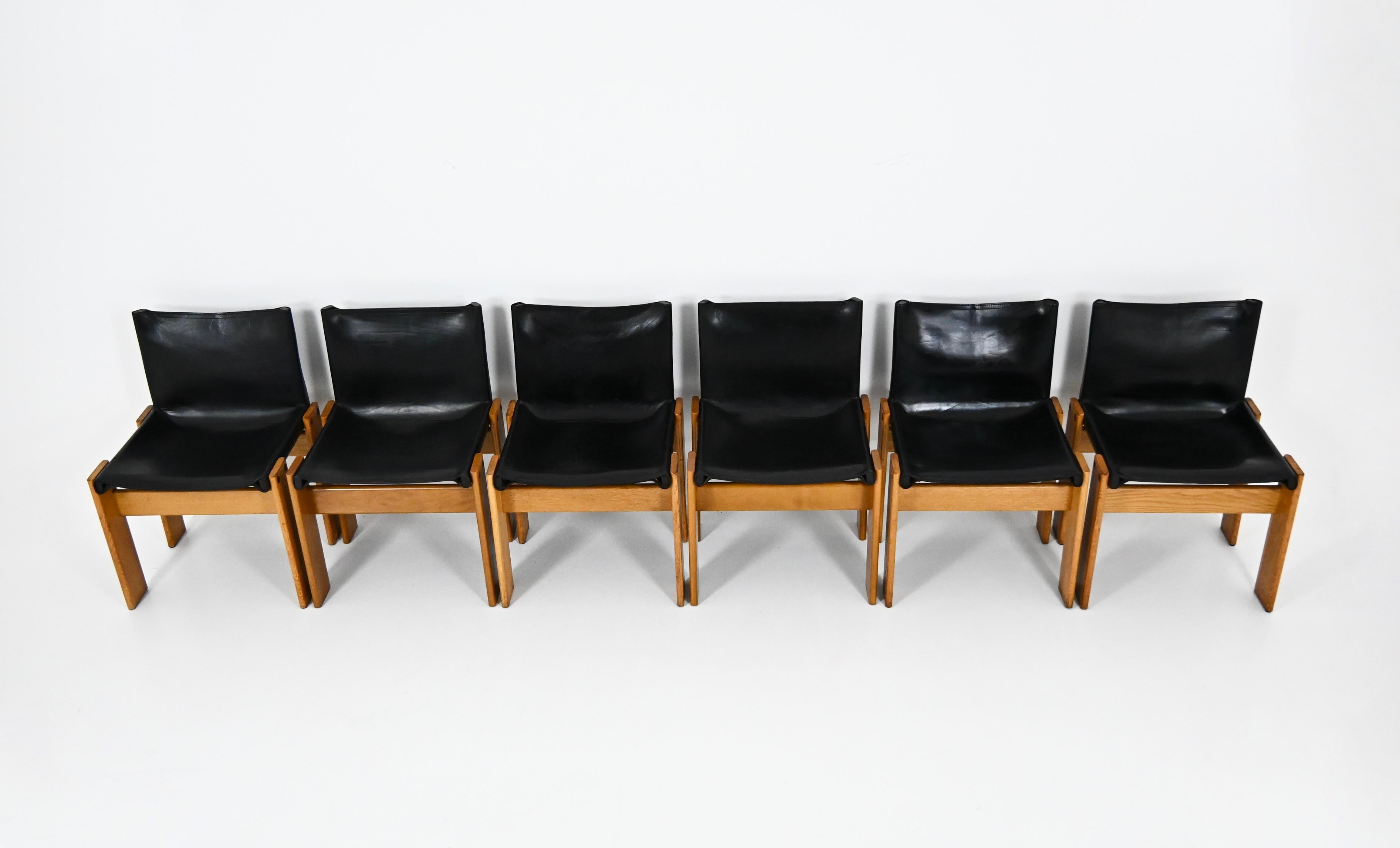 Monk Dining Chairs by Afra & Tobia Scarpa for Molteni, 1970s, Set of 6 in vendita 1