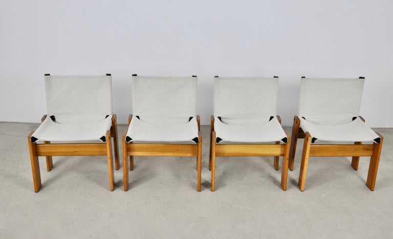 Mid-Century Modern Monk Dinning Chairs by Afra & Tobia Scarpa for Molteni, 1970s