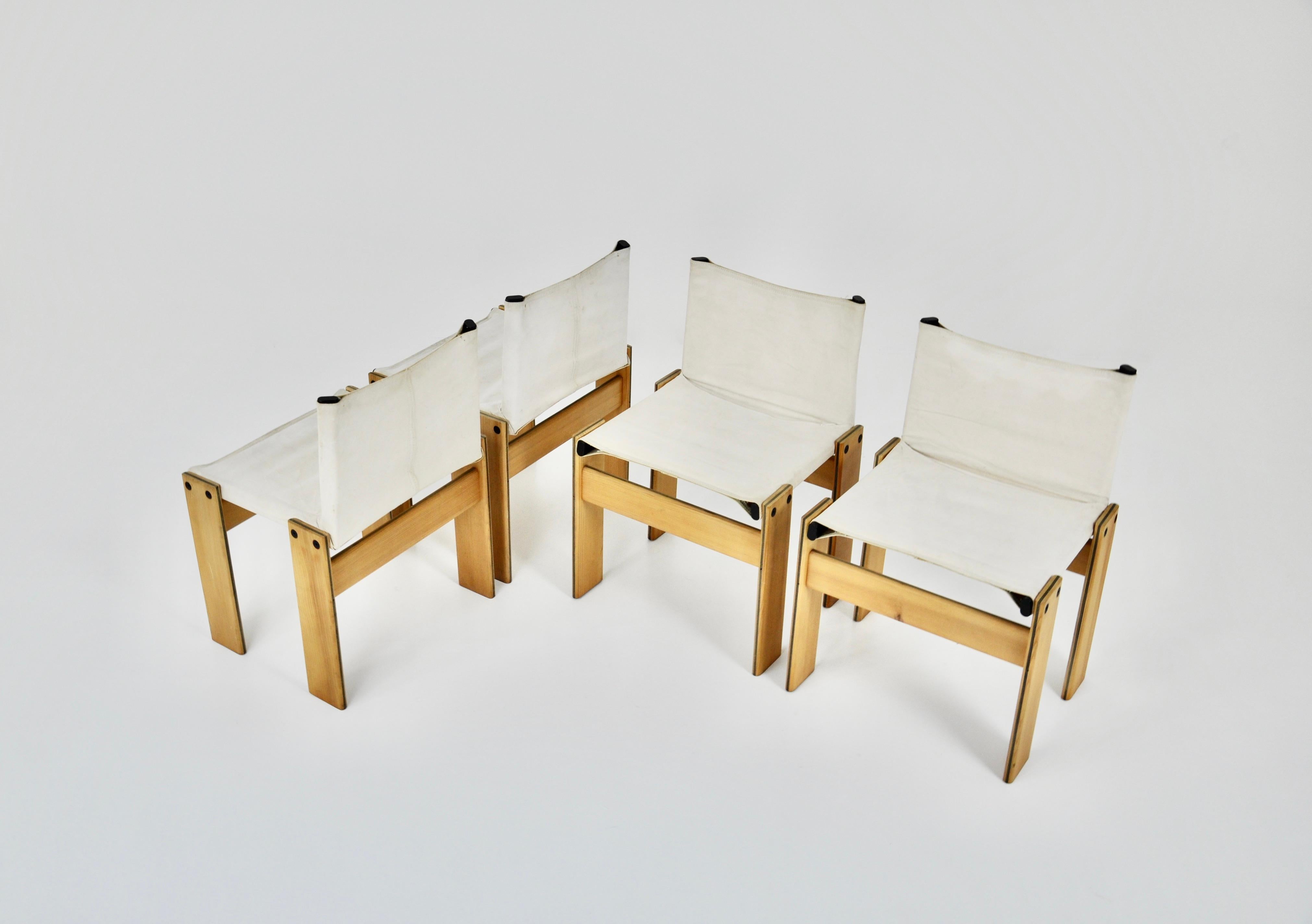 Mid-Century Modern Monk Dinning Chairs by Afra & Tobia Scarpa for Molteni, 1970s