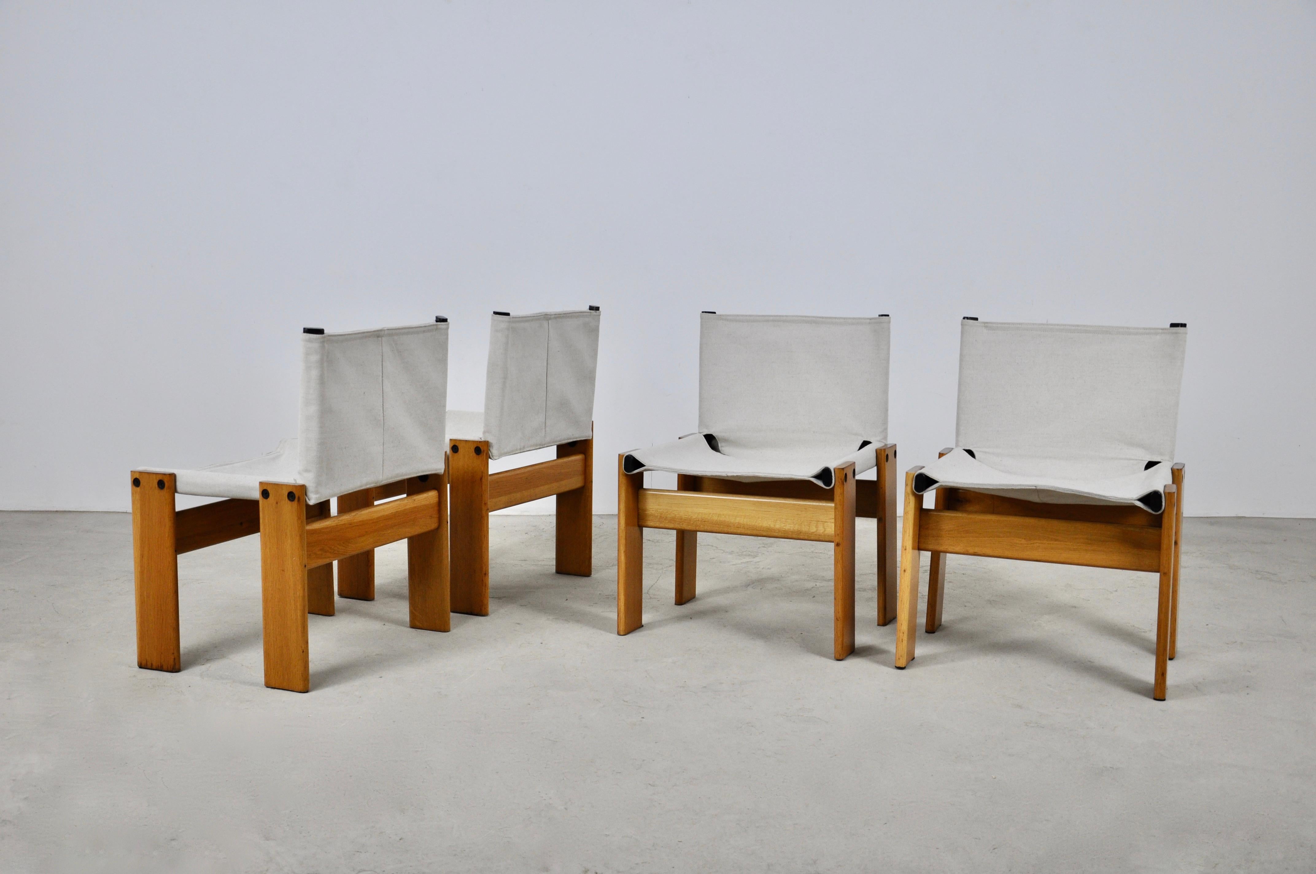 Wood Monk Dinning Chairs by Afra & Tobia Scarpa for Molteni, 1970s