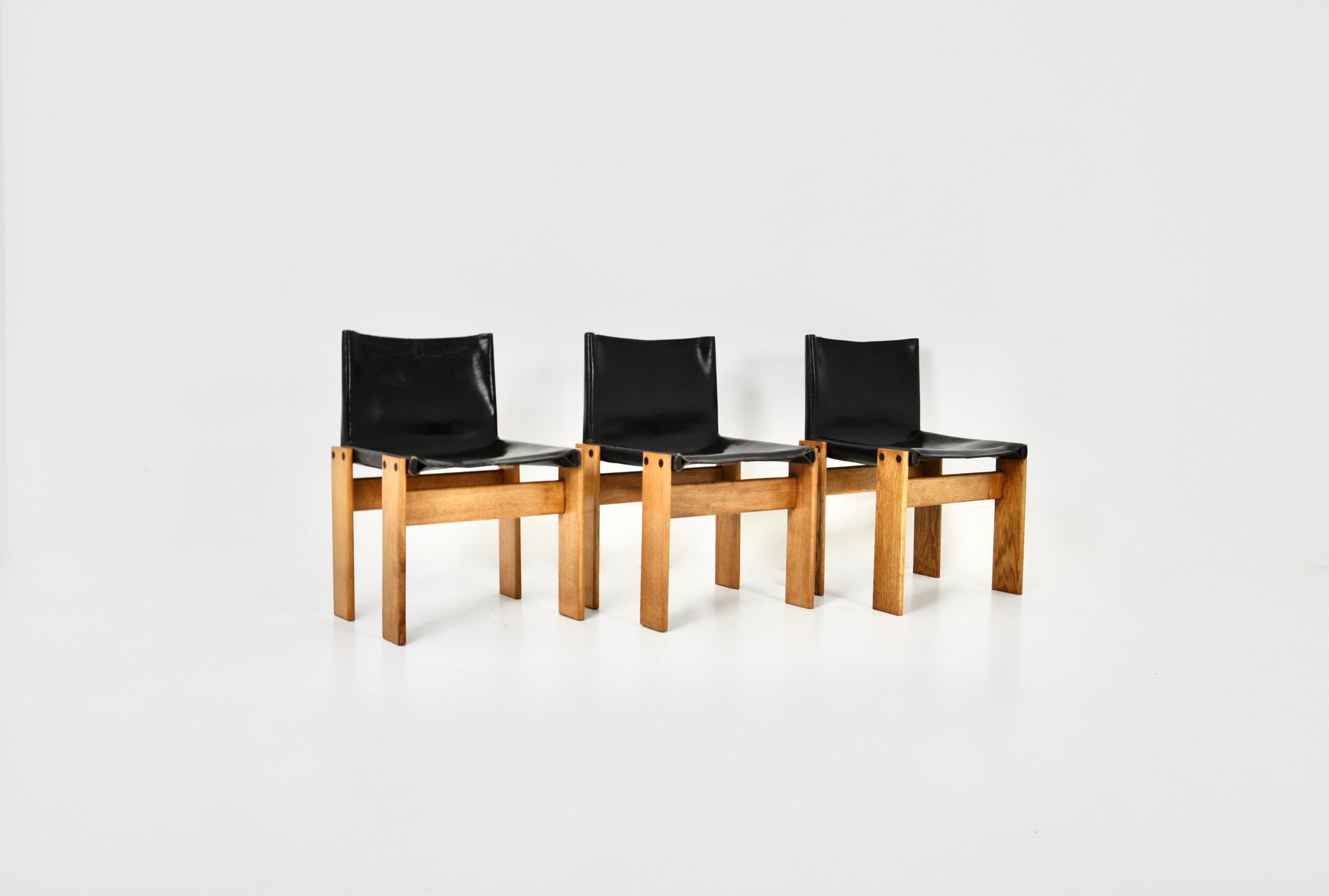 Italian Monk Dinning Chairs by Afra & Tobia Scarpa for Molteni, 1970s Set of 3