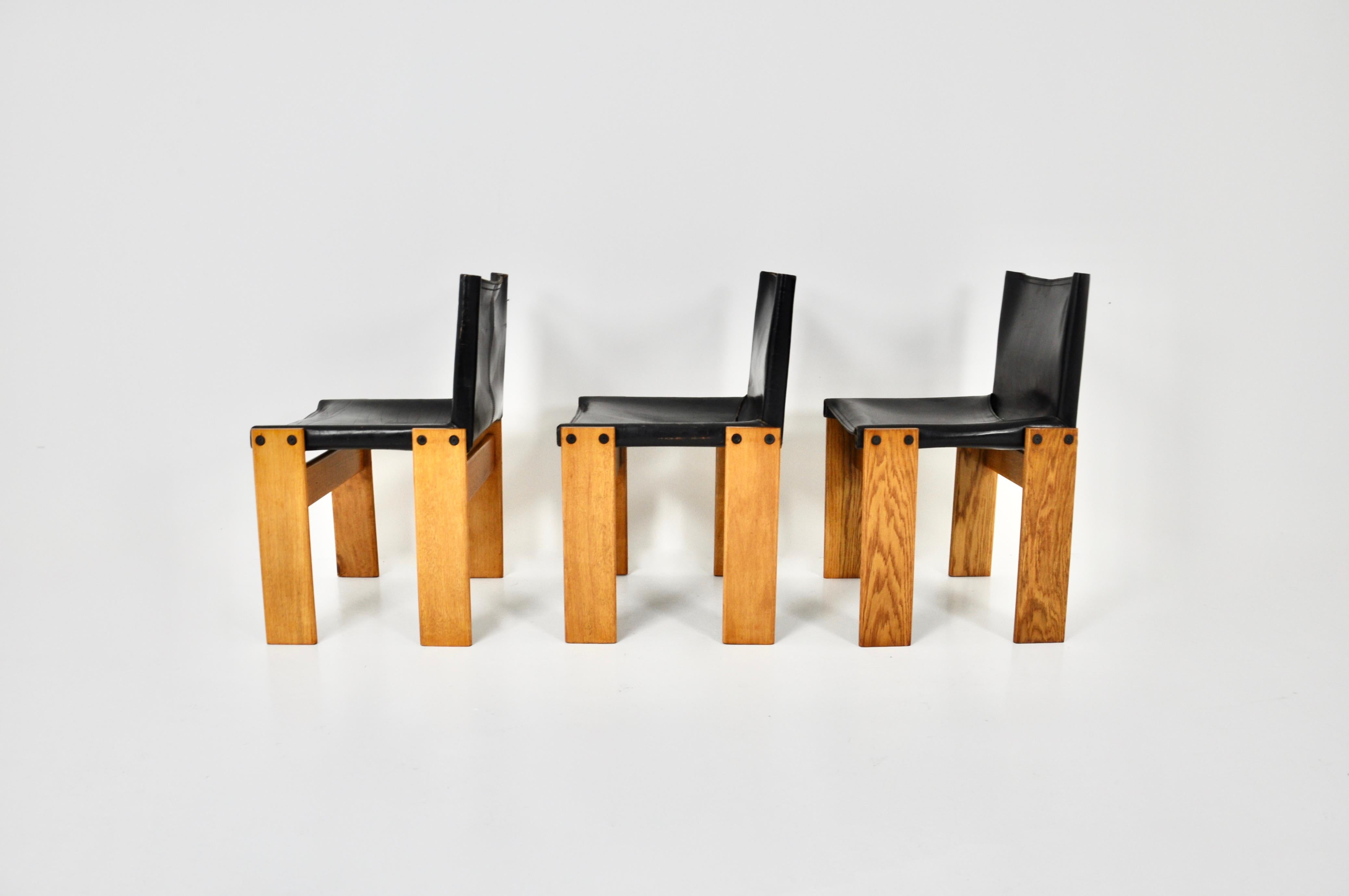 Monk Dinning Chairs by Afra & Tobia Scarpa for Molteni, 1970s Set of 3 1