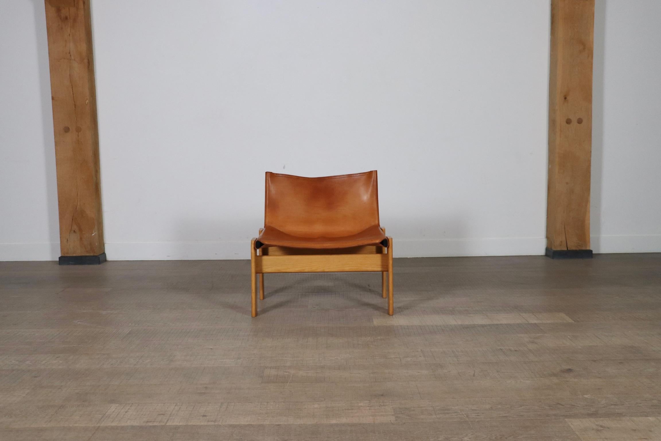 Monk Lounge Chair In Cognac Leather By Afra And Tobia Scarpa, Molteni Italy 1974 In Good Condition In ABCOUDE, UT