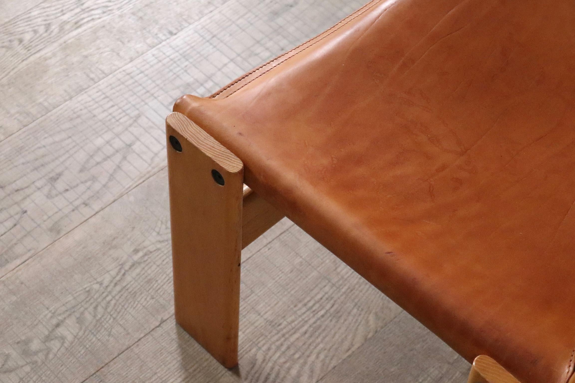 Monk Lounge Chair In Cognac Leather By Afra And Tobia Scarpa, Molteni Italy 1974 2