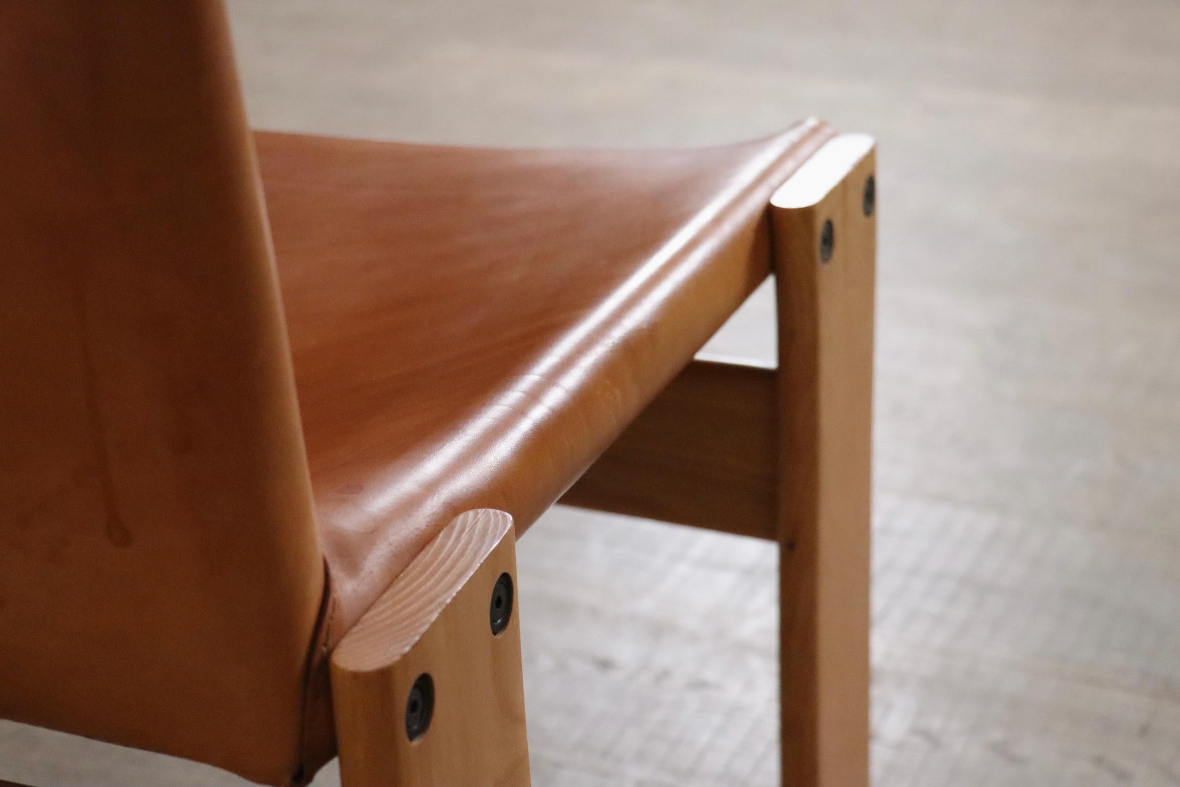 Monk Lounge Chair In Cognac Leather By Afra And Tobia Scarpa, Molteni Italy 1974 4