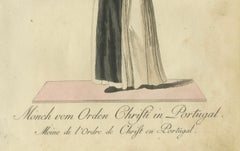 Monk of the Order of Christ in Portugal - Historic 18th-Century Engraving