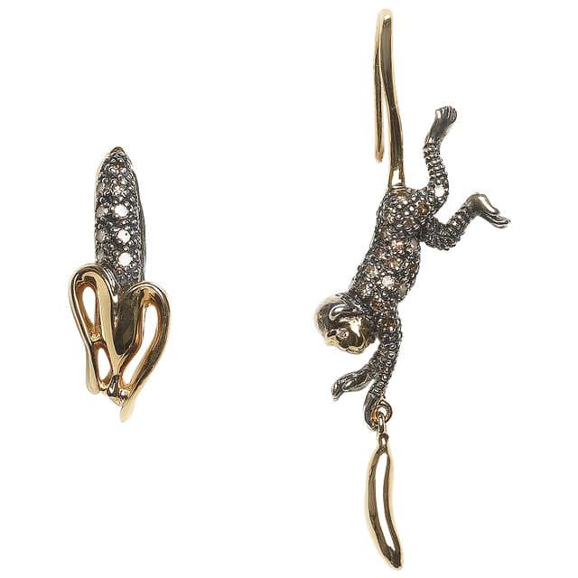 Monkey and Banana Stud Earrings For Sale at 1stDibs