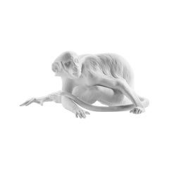 Monkey Animal Figure in White Biscuit Porcelain by Nymphenburg