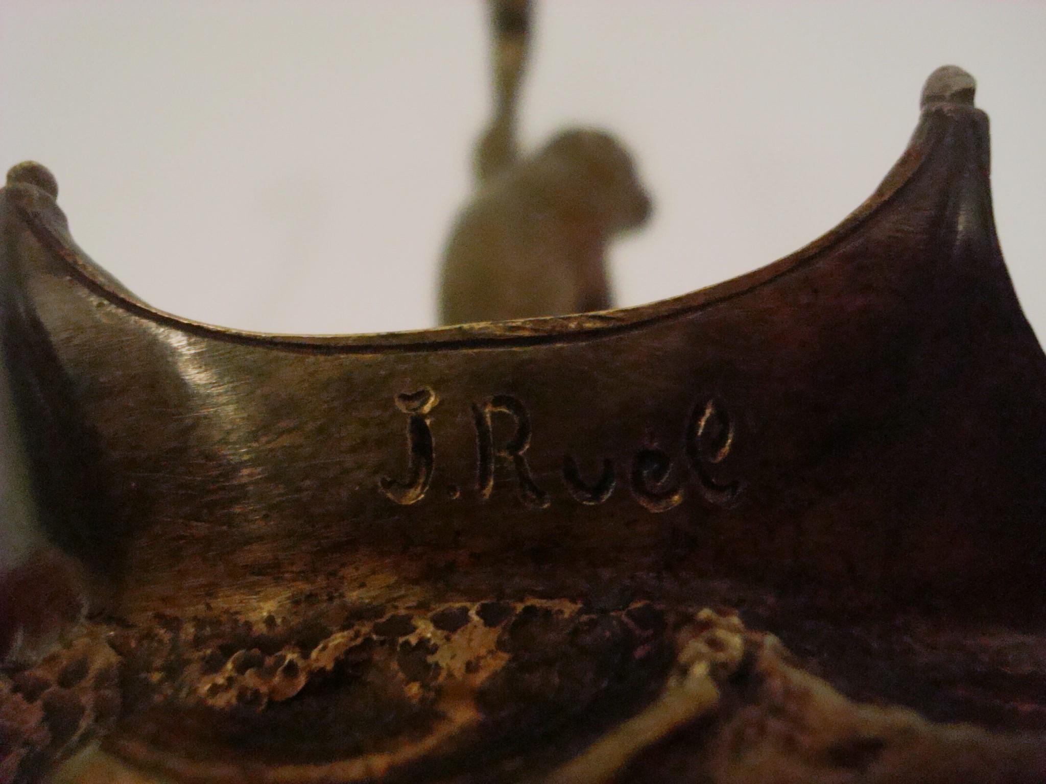 Singe Sculture en bronze avec parapluie Porte-bijoux  / Clés / Pièces de monnaie Plaque. France en vente 5