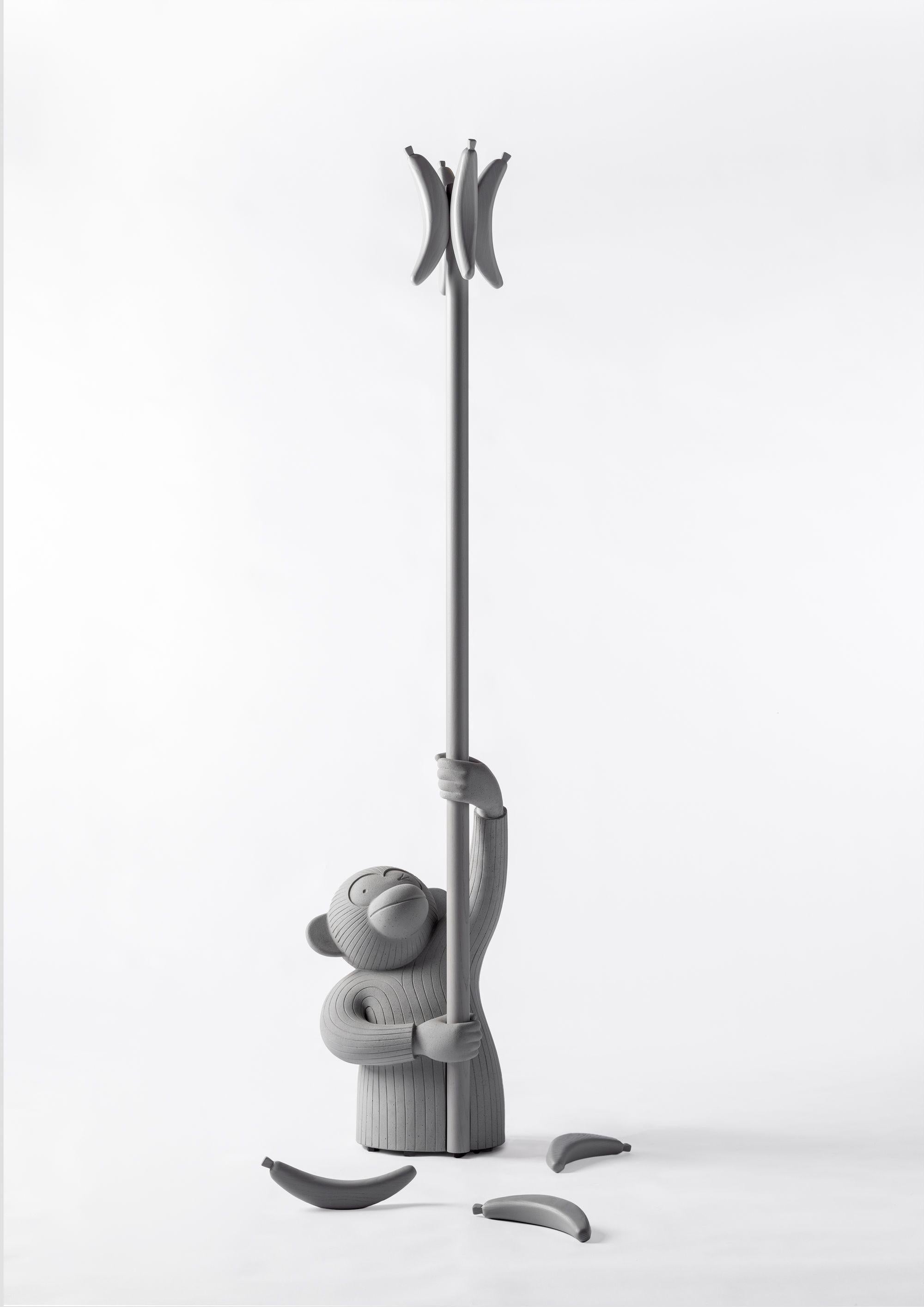 Monkey coat stand by Jaime Hayon
Dimensions: D31 x W39 x H167 cm 
Materials: Concrete

«We all want what can fall from above to be something good. For me, there’s nothing better than getting home to this smiling monkey to hang my jacket. It