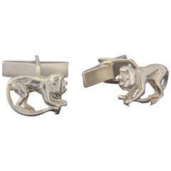 Monkey Cufflinks in Solid Sterling Silver.