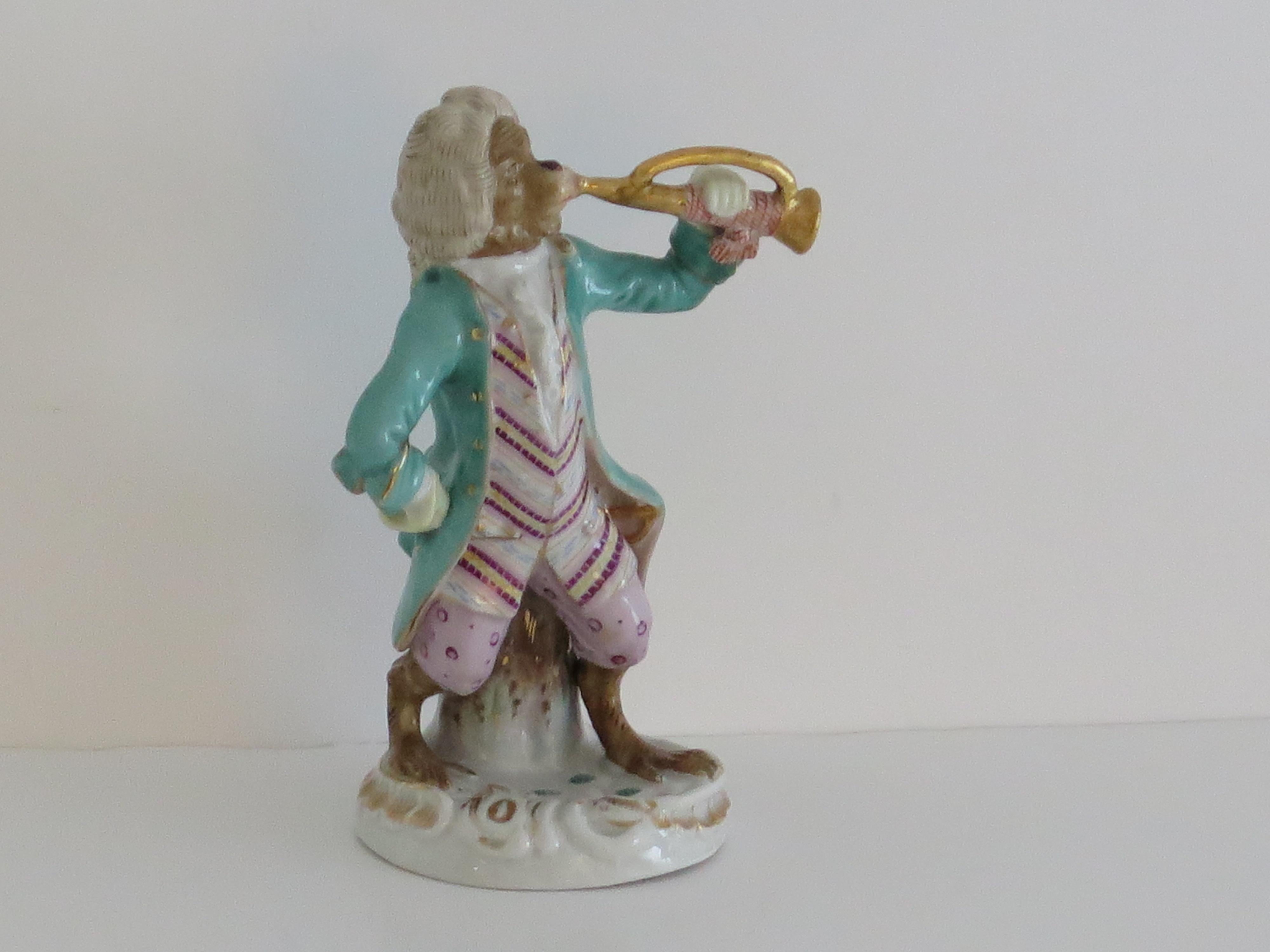 Monkey Figurine NINE-Piece Set Musical Band by Sitzendorf Porcelain, Circa 1910 For Sale 2