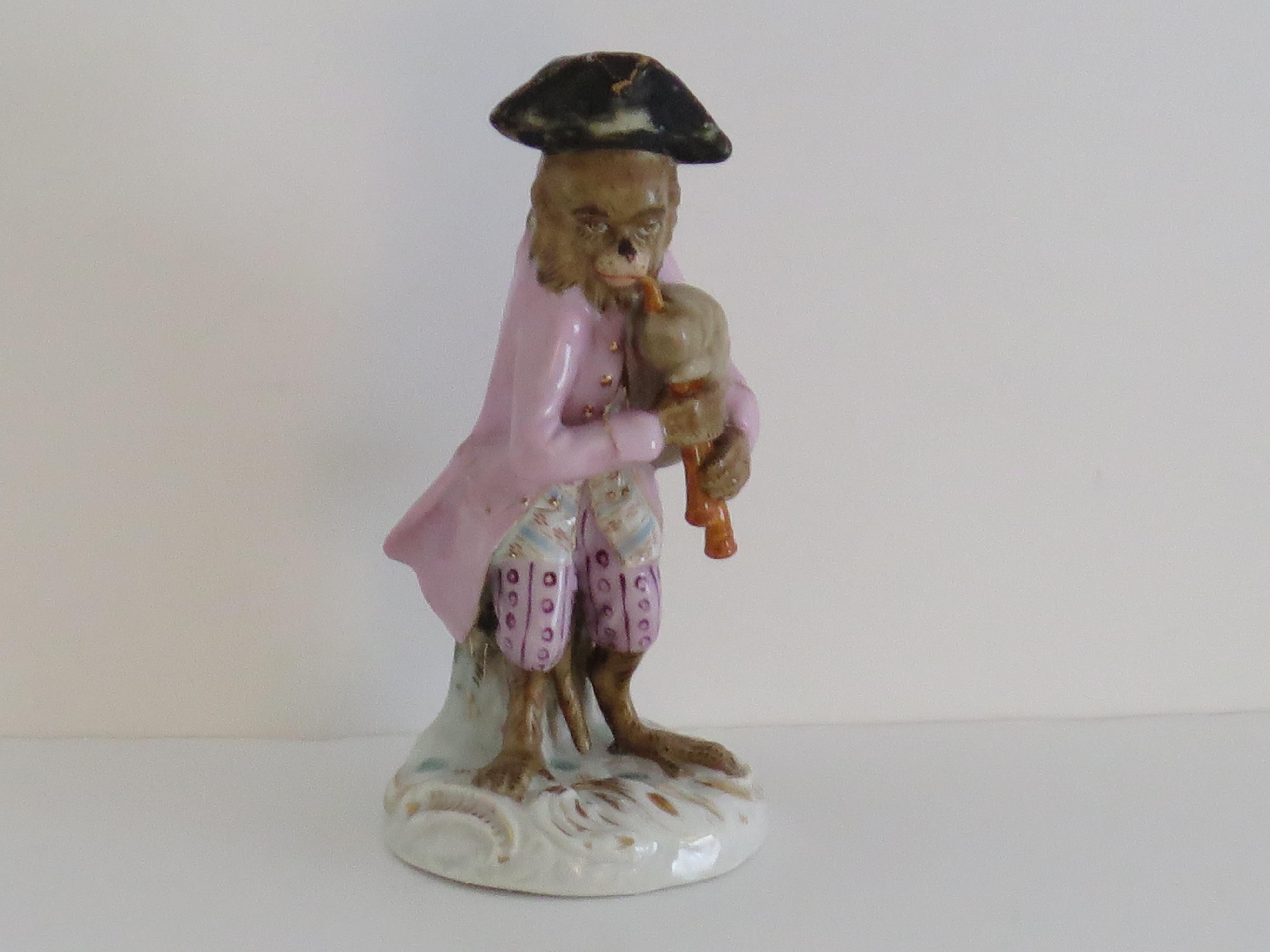 Monkey Figurine NINE-Piece Set Musical Band by Sitzendorf Porcelain, Circa 1910 For Sale 3