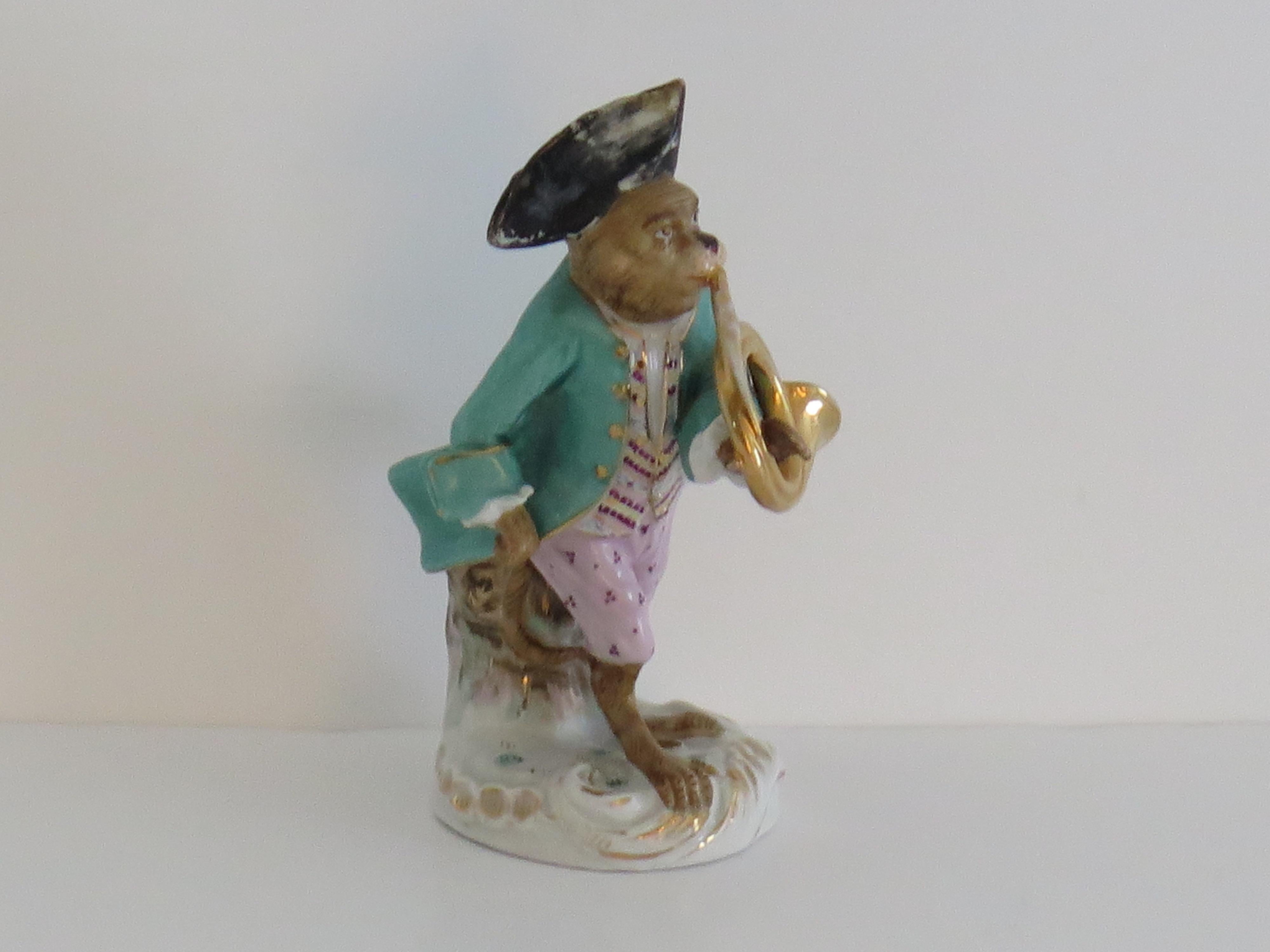 Monkey Figurine NINE-Piece Set Musical Band by Sitzendorf Porcelain, Circa 1910 For Sale 4