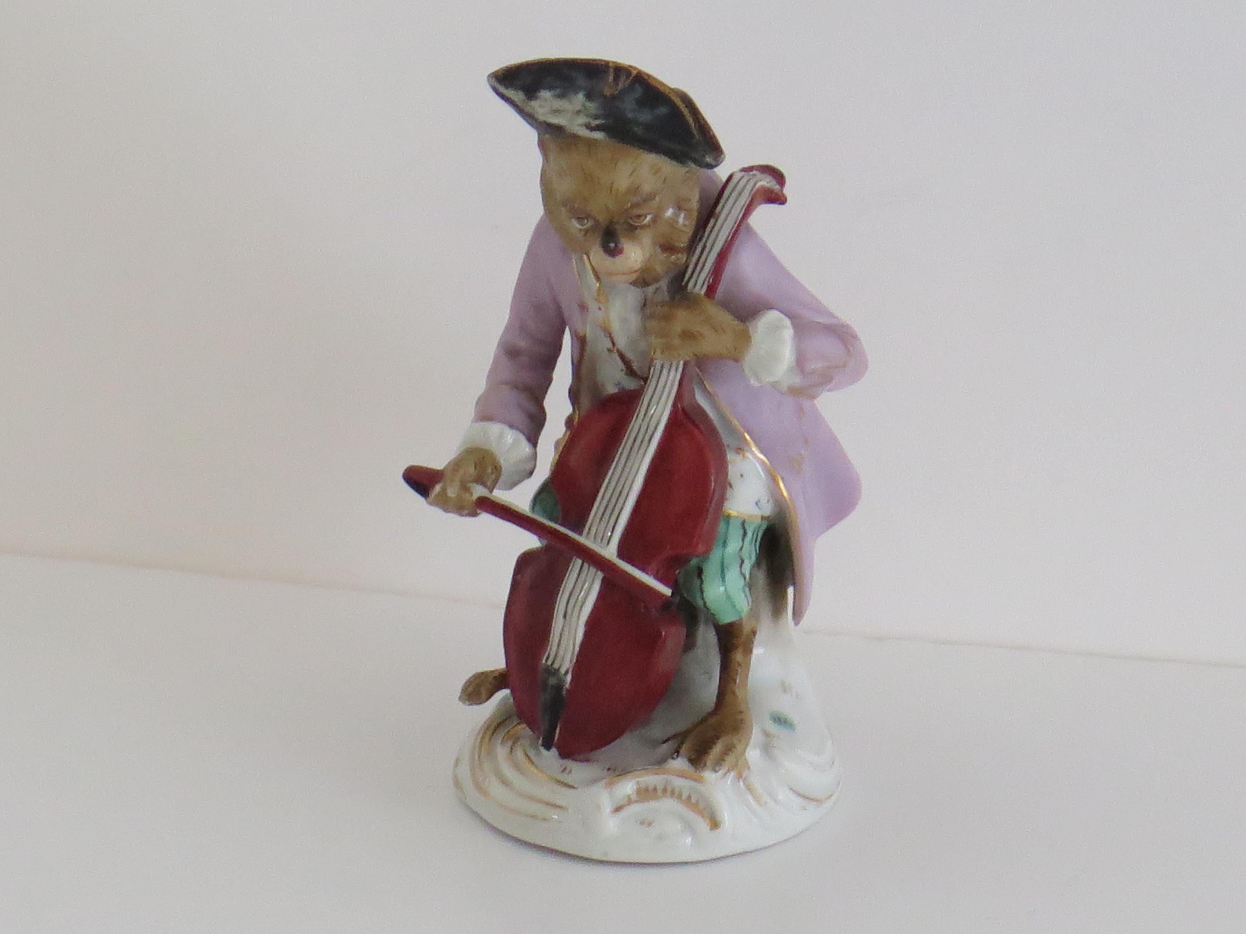 Monkey Figurine NINE-Piece Set Musical Band by Sitzendorf Porcelain, Circa 1910 For Sale 5