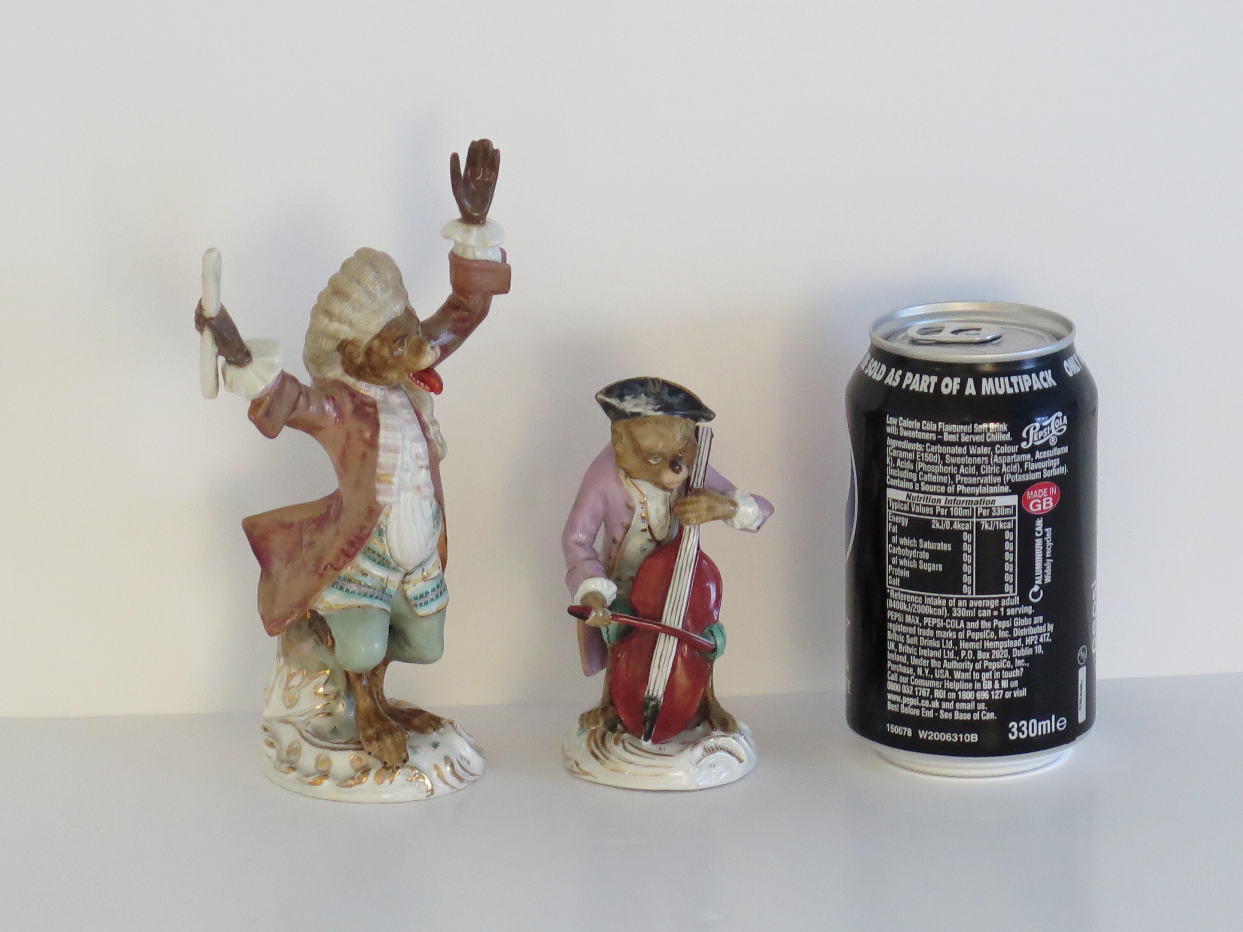 Monkey Figurine NINE-Piece Set Musical Band by Sitzendorf Porcelain, Circa 1910 For Sale 11