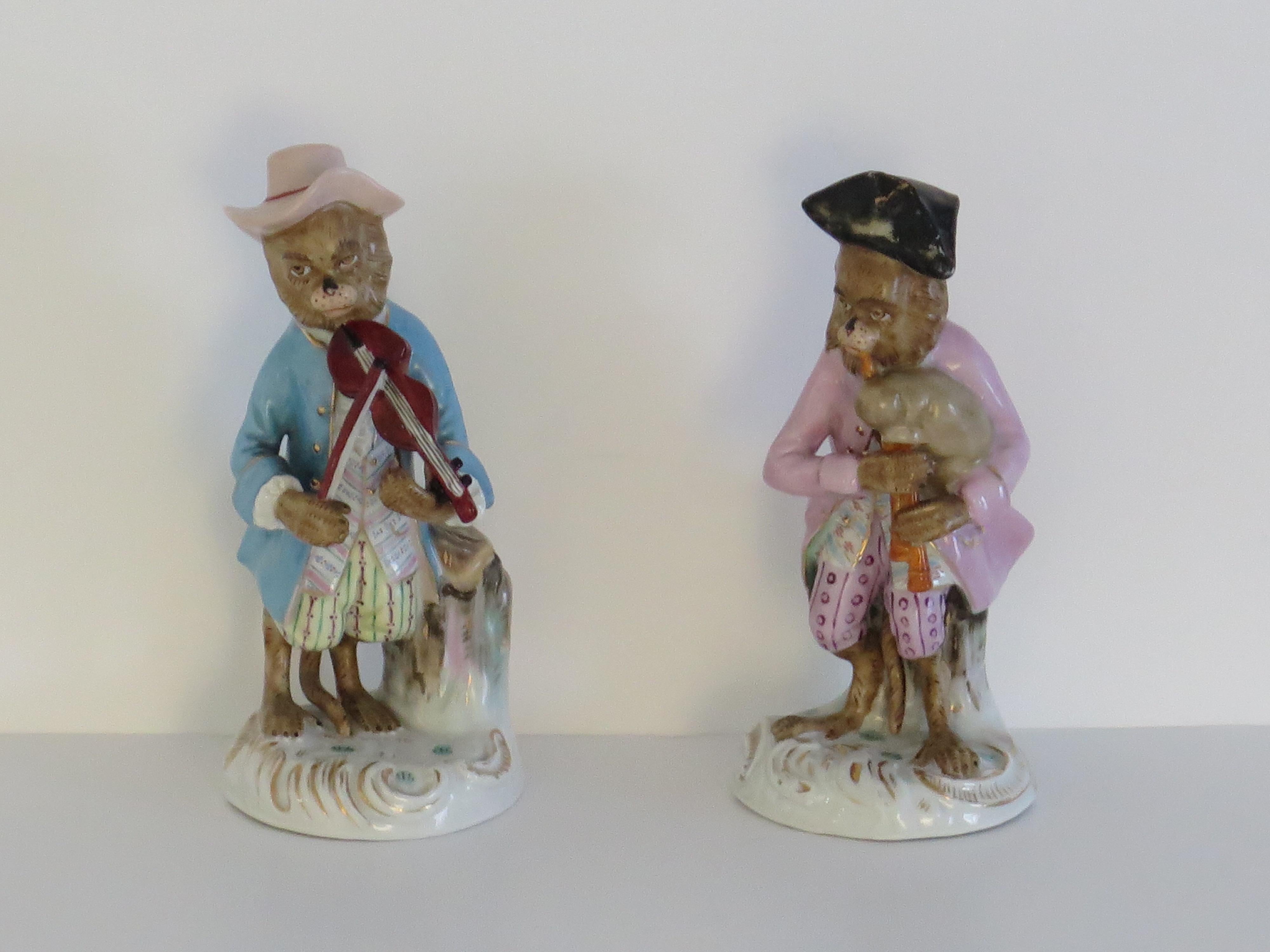 Hand-Painted Monkey Figurine NINE-Piece Set Musical Band by Sitzendorf Porcelain, Circa 1910 For Sale