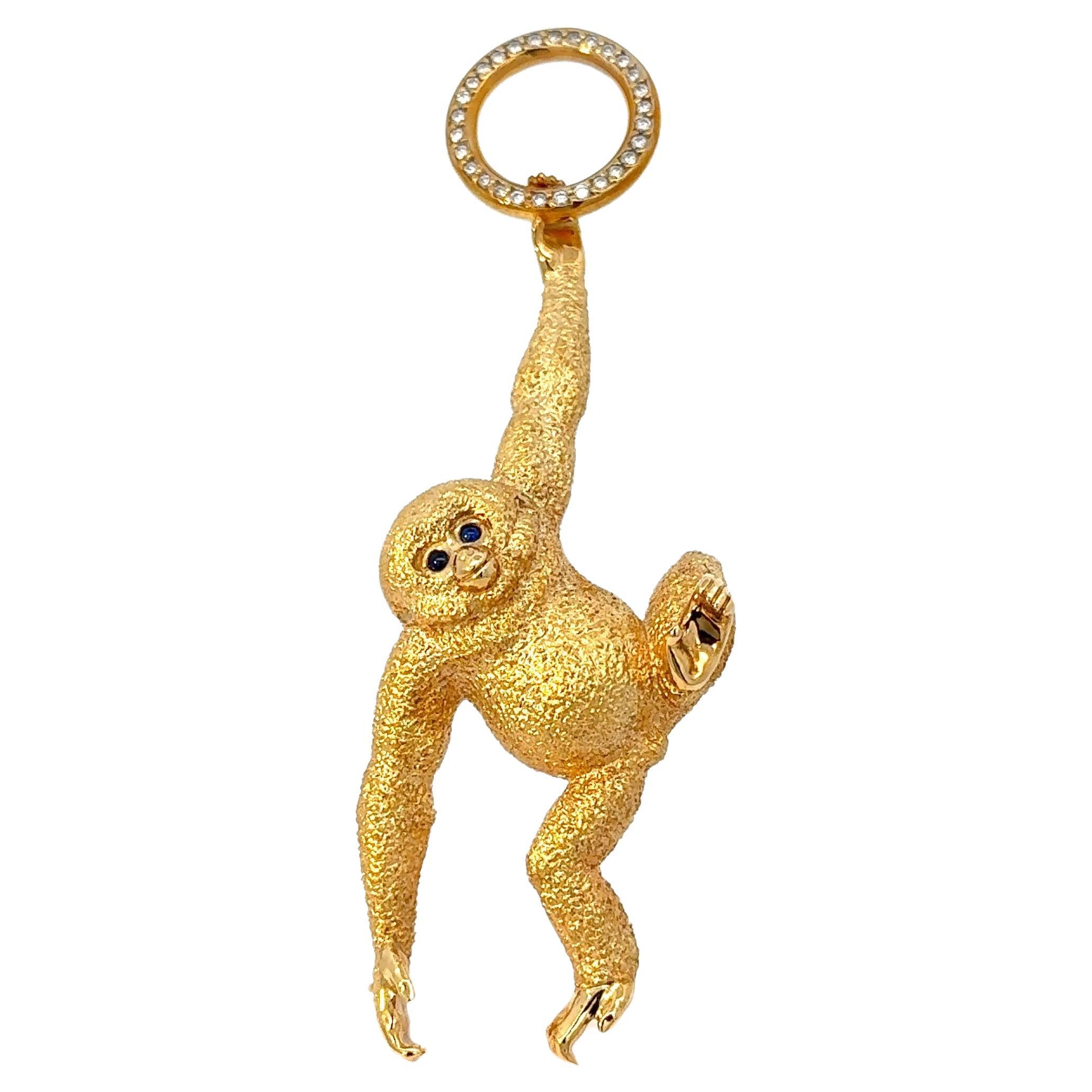 Monkey Gold Brooch