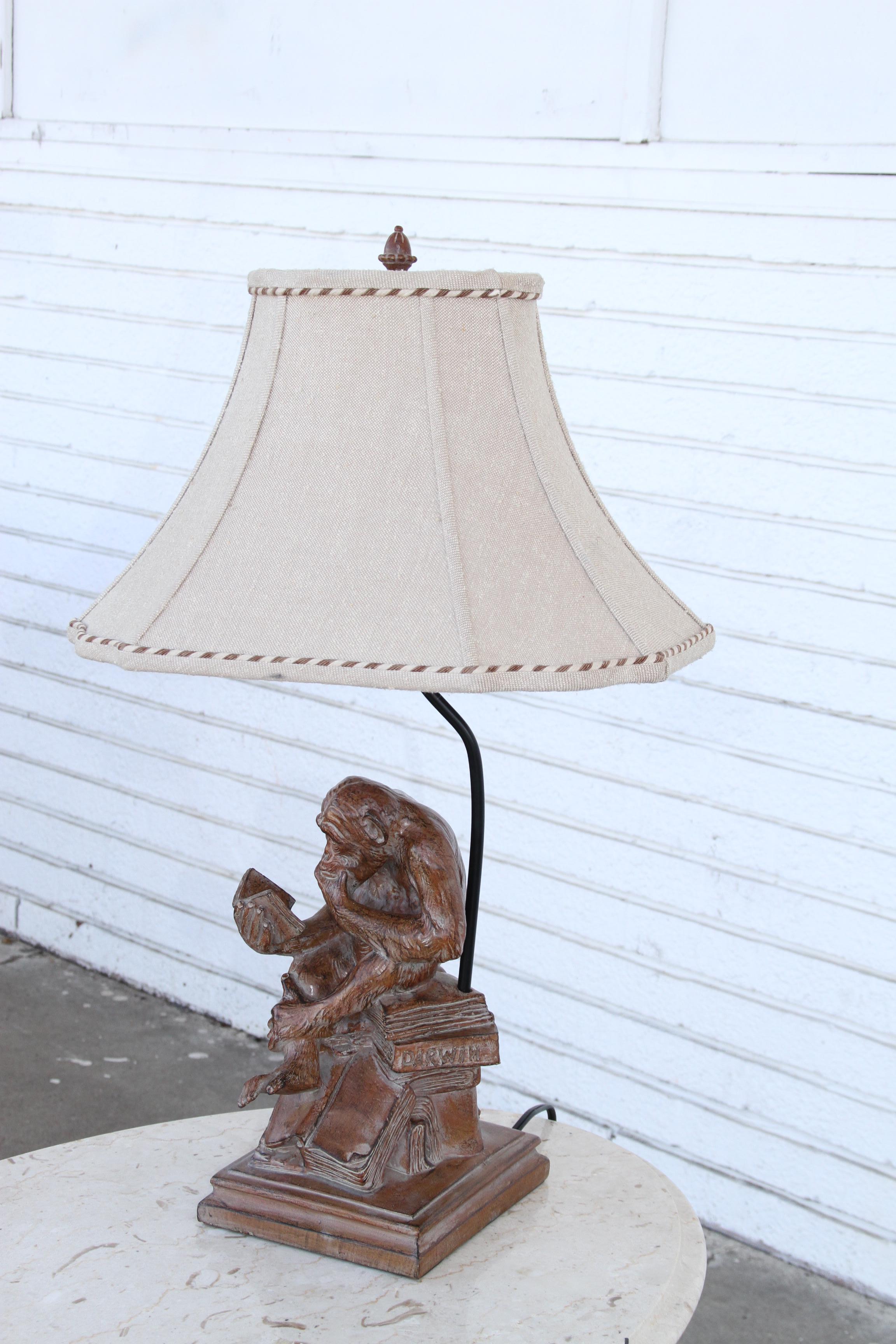 Plaster Monkey Lamp