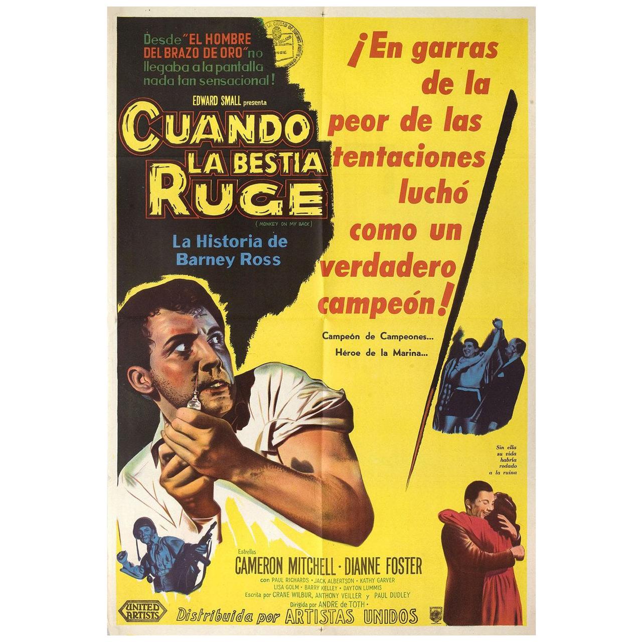 "Monkey on My Back" 1957 Argentine Film Poster For Sale