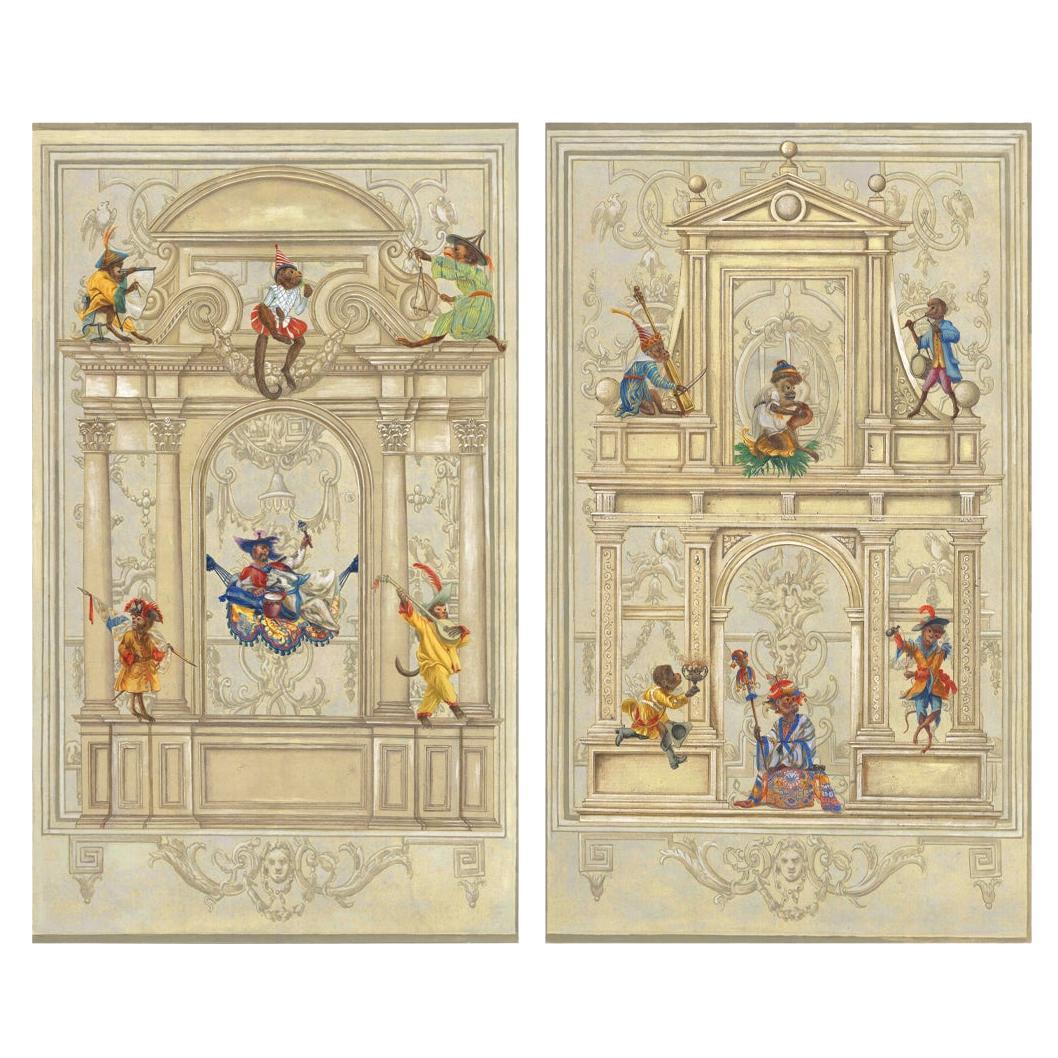 Monkey Palaces Diptych Paintings