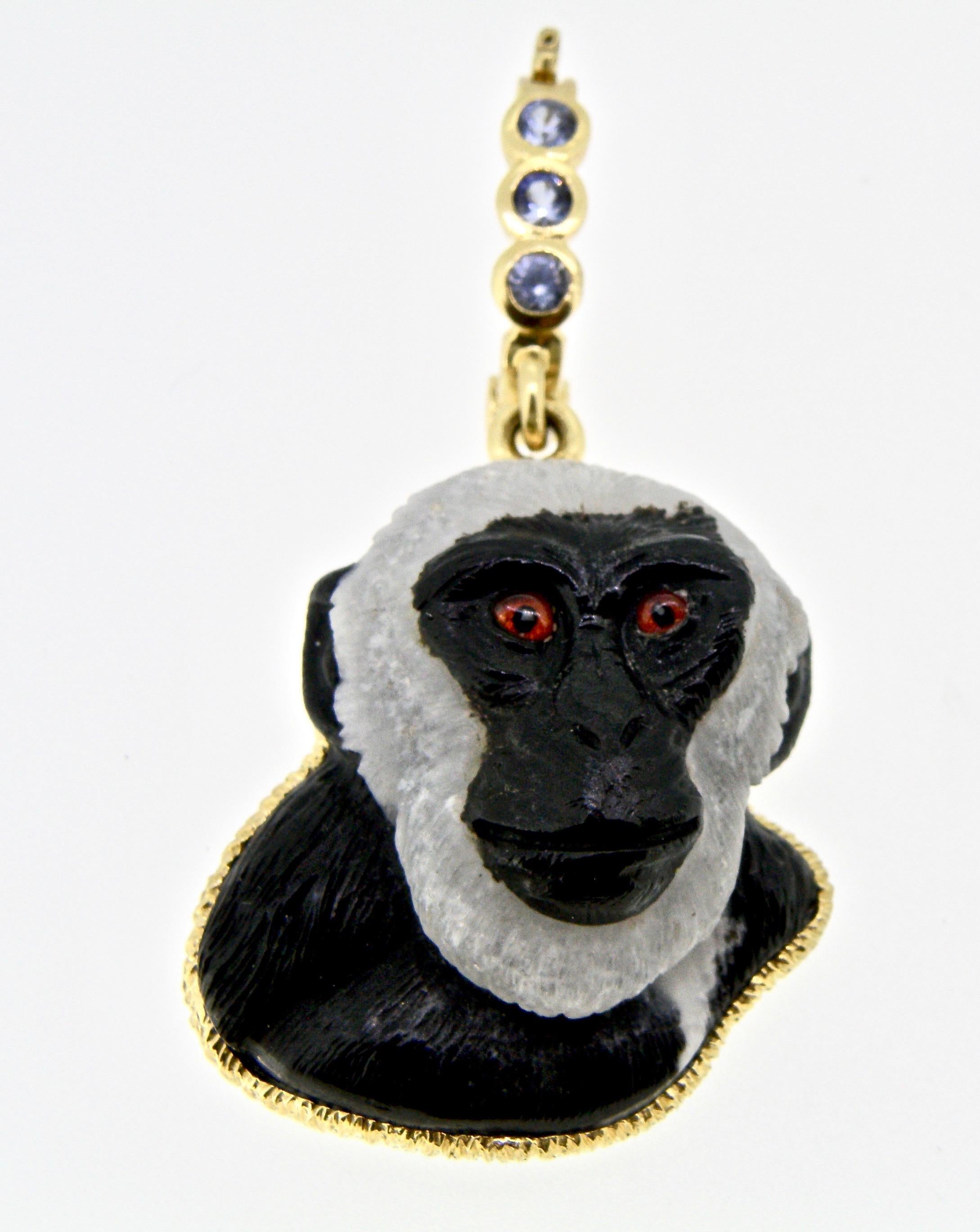 Monkey Pendant in Gold Bezel on a Sapphire Bail 1